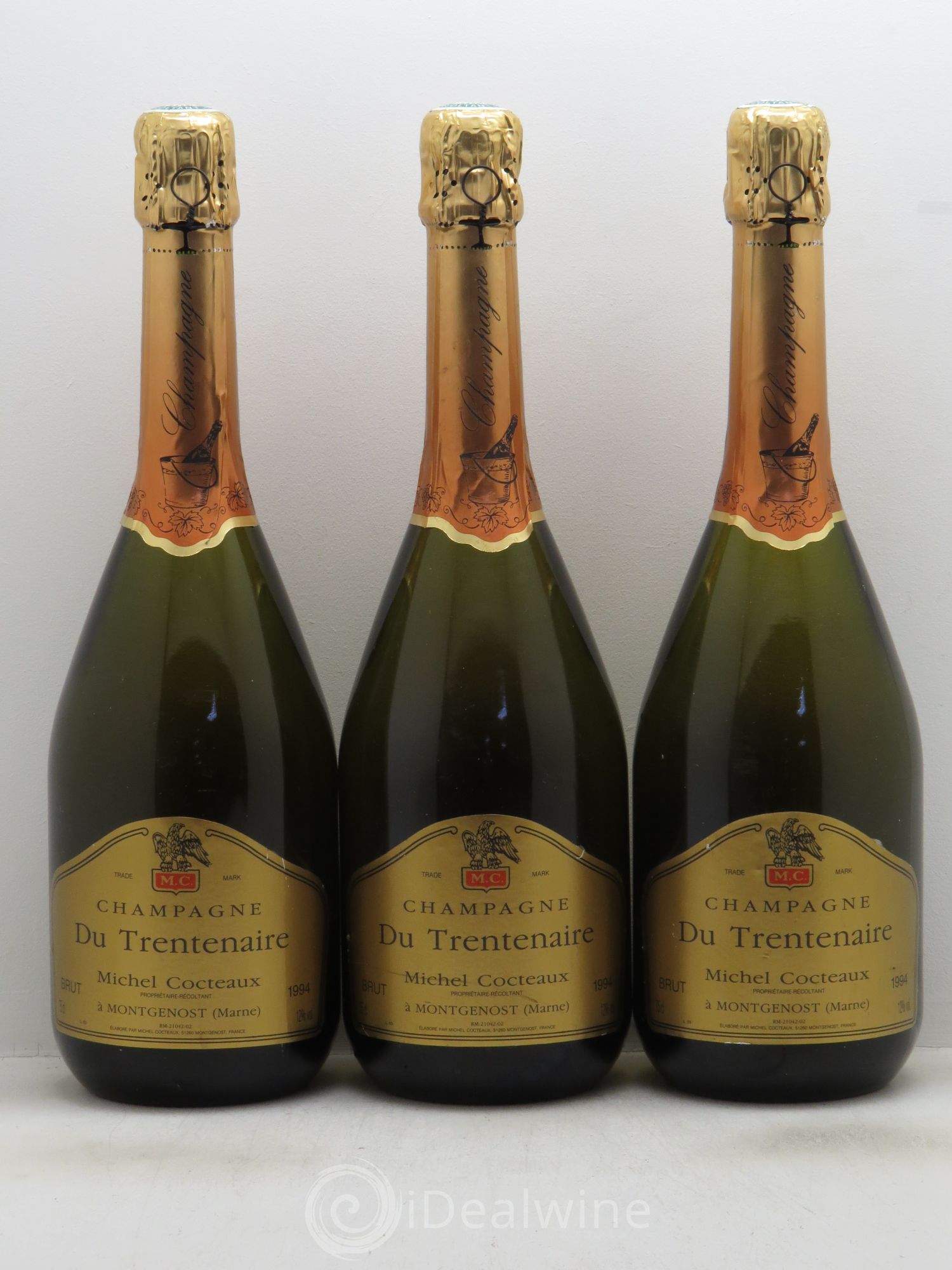Champagne Michel Cocteaux du Trentenaire 1994 - Lot of 3 bottles - 0