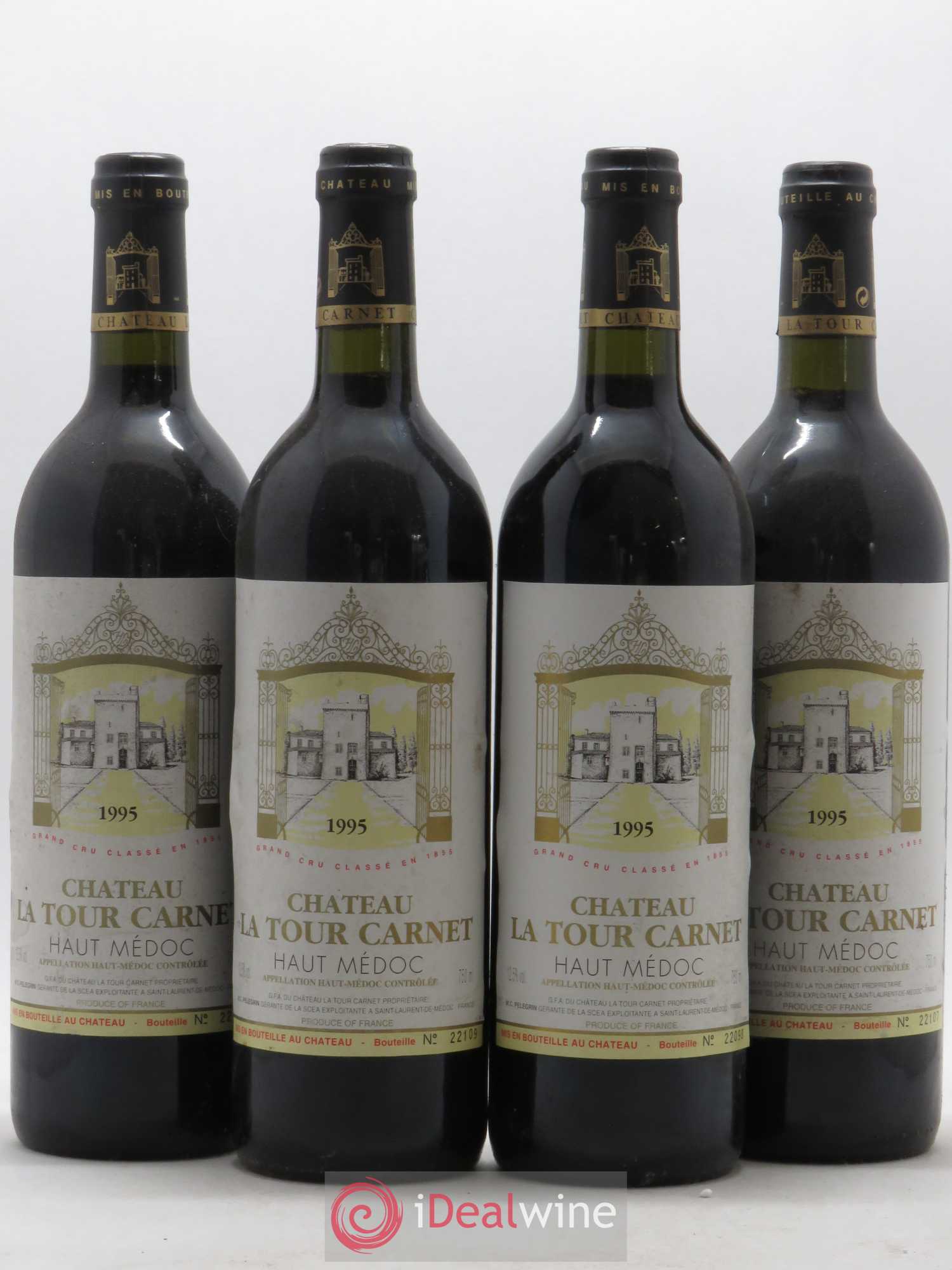 Château la Tour Carnet 4ème Grand Cru Classé 1995 - Lot de 4 bouteilles - 0