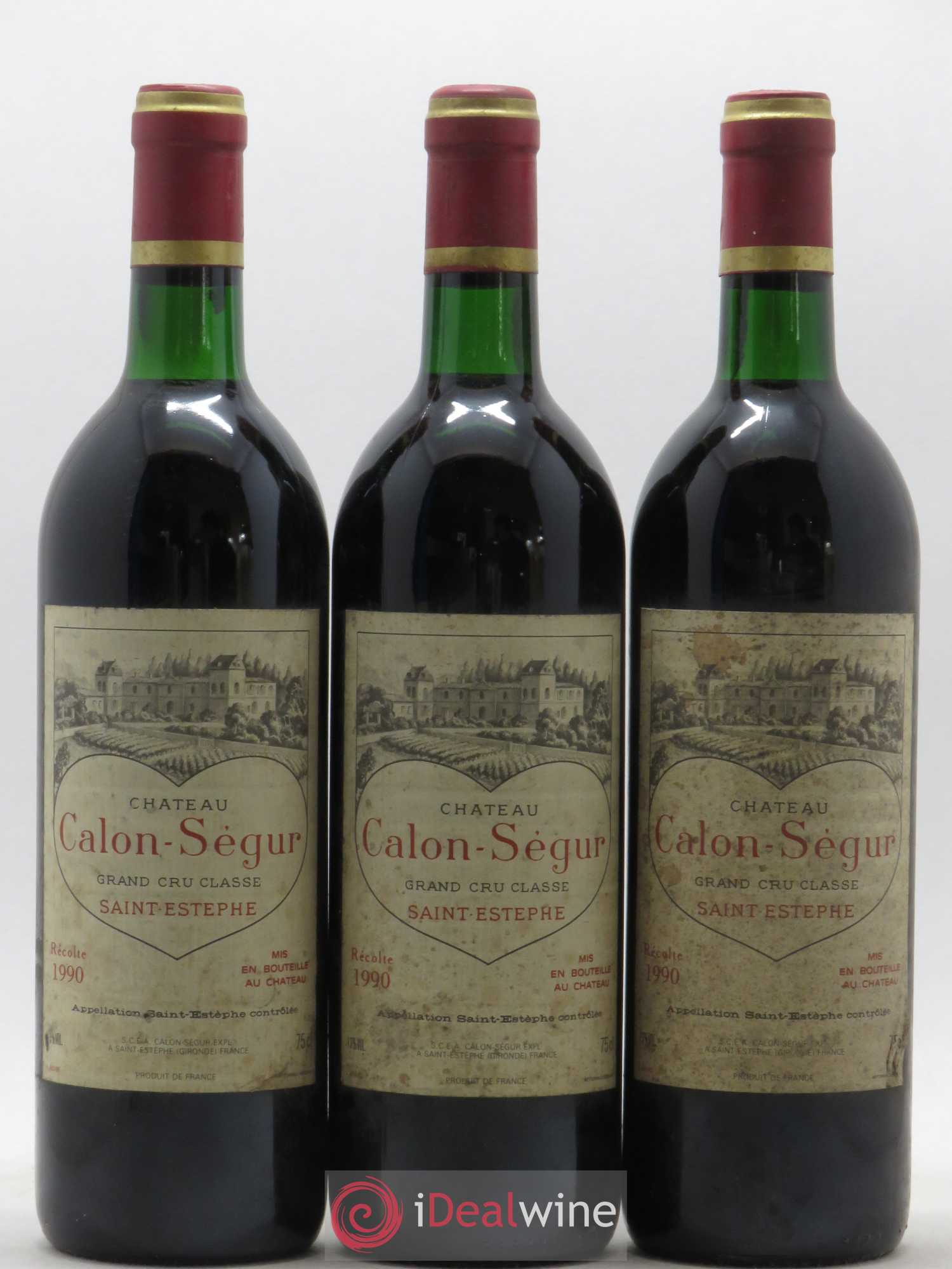 Château Calon Ségur 3ème Grand Cru Classé 1990 - Lot de 3 bouteilles - 0
