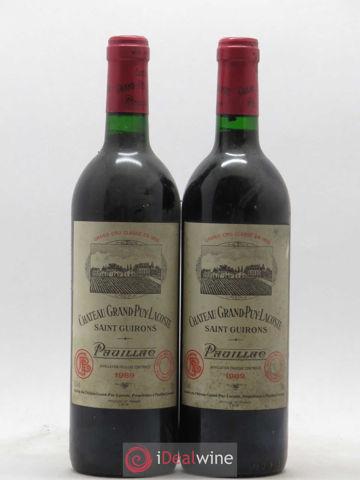 Château Grand Puy Lacoste 5ème Grand Cru Classé 1989 - Lot de 2 bouteilles - 0