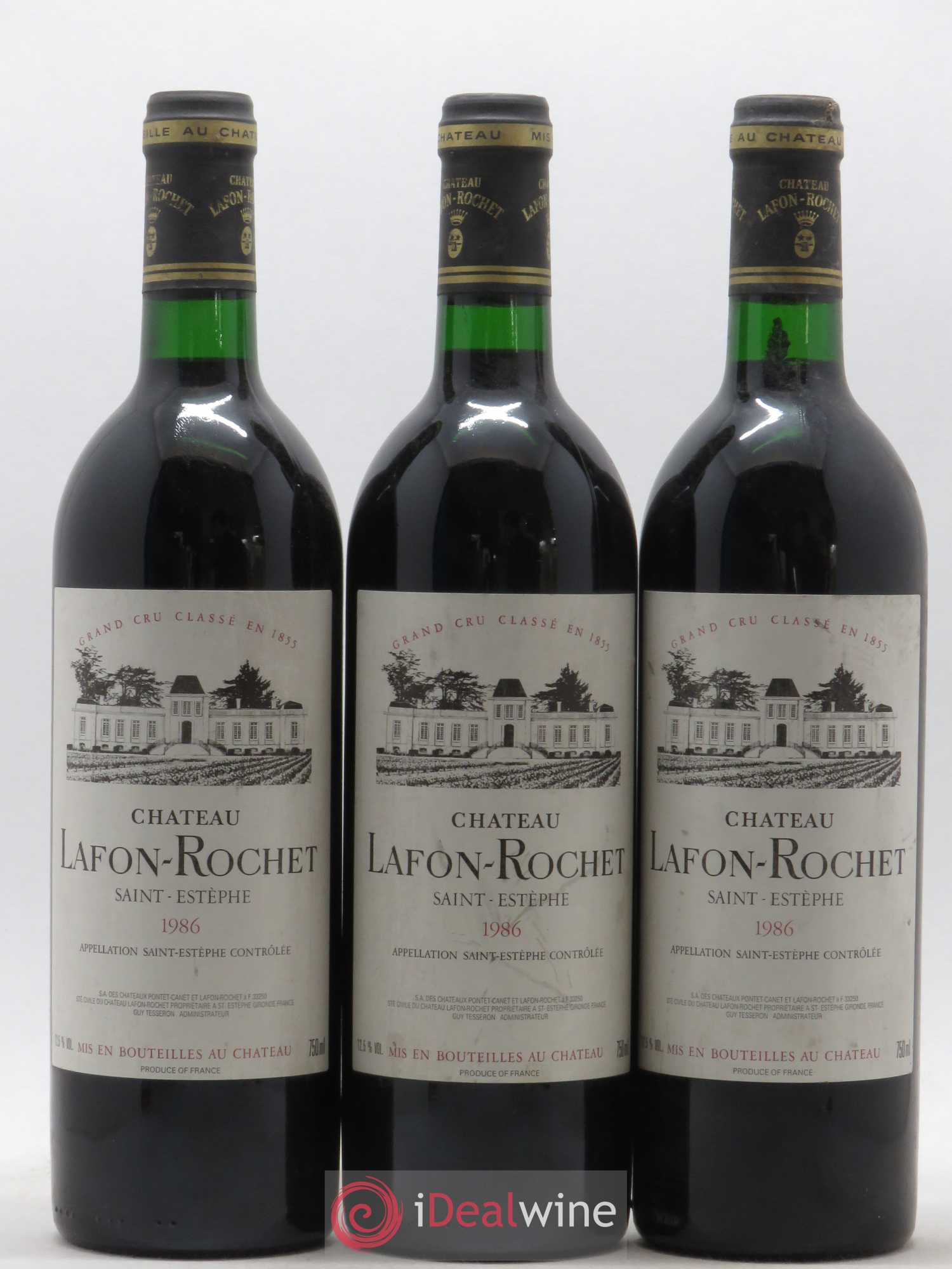 Château Lafon Rochet 4ème Grand Cru Classé 1986 - Lot de 3 bouteilles - 0