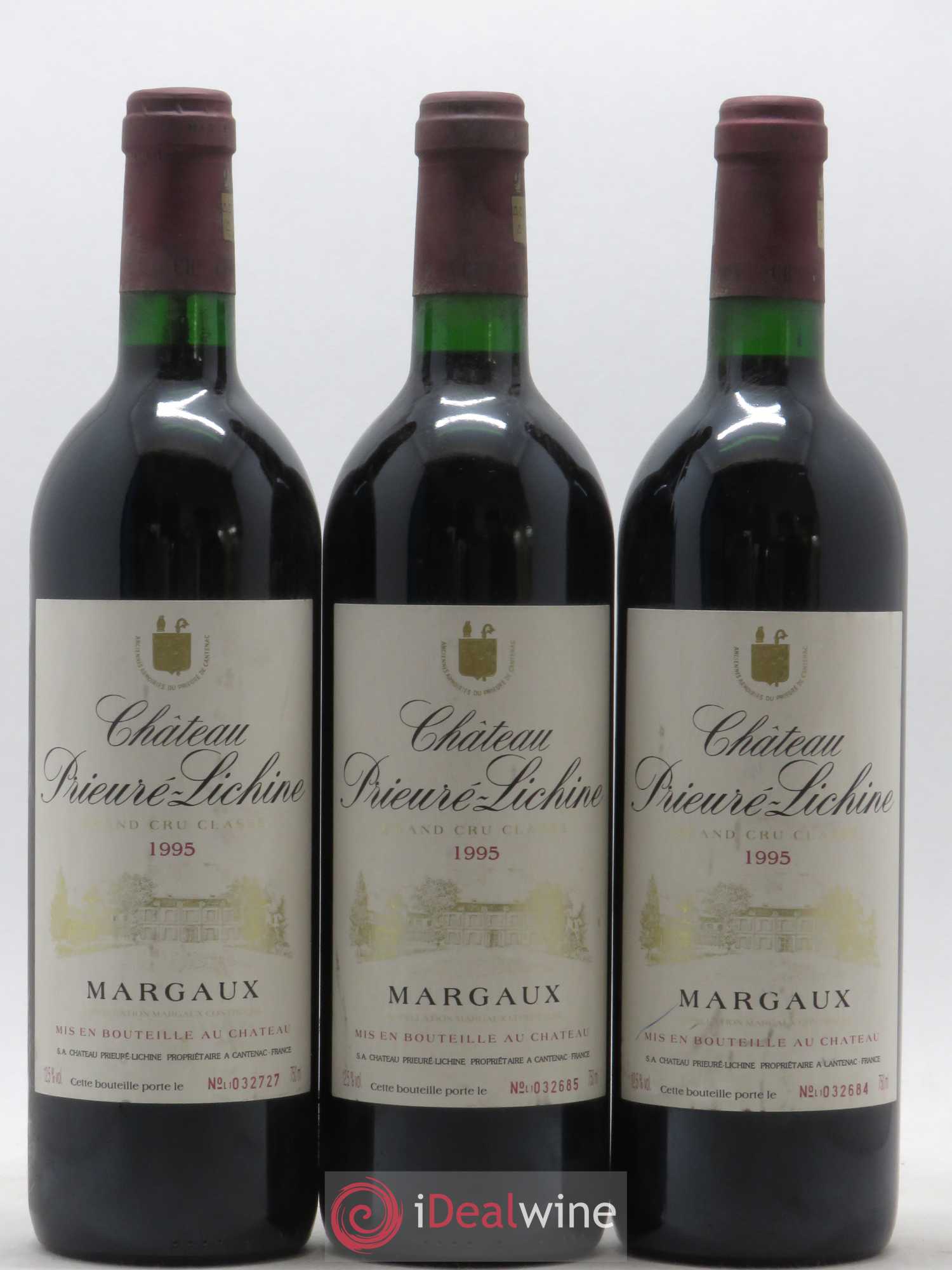 Château Prieuré Lichine 4ème Grand Cru Classé 1995 - Lot de 3 bouteilles - 0