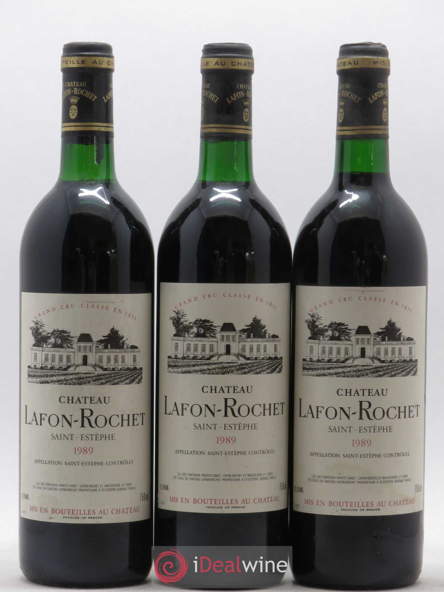 Château Lafon Rochet 4ème Grand Cru Classé 1989 - Lot de 3 bouteilles - 0