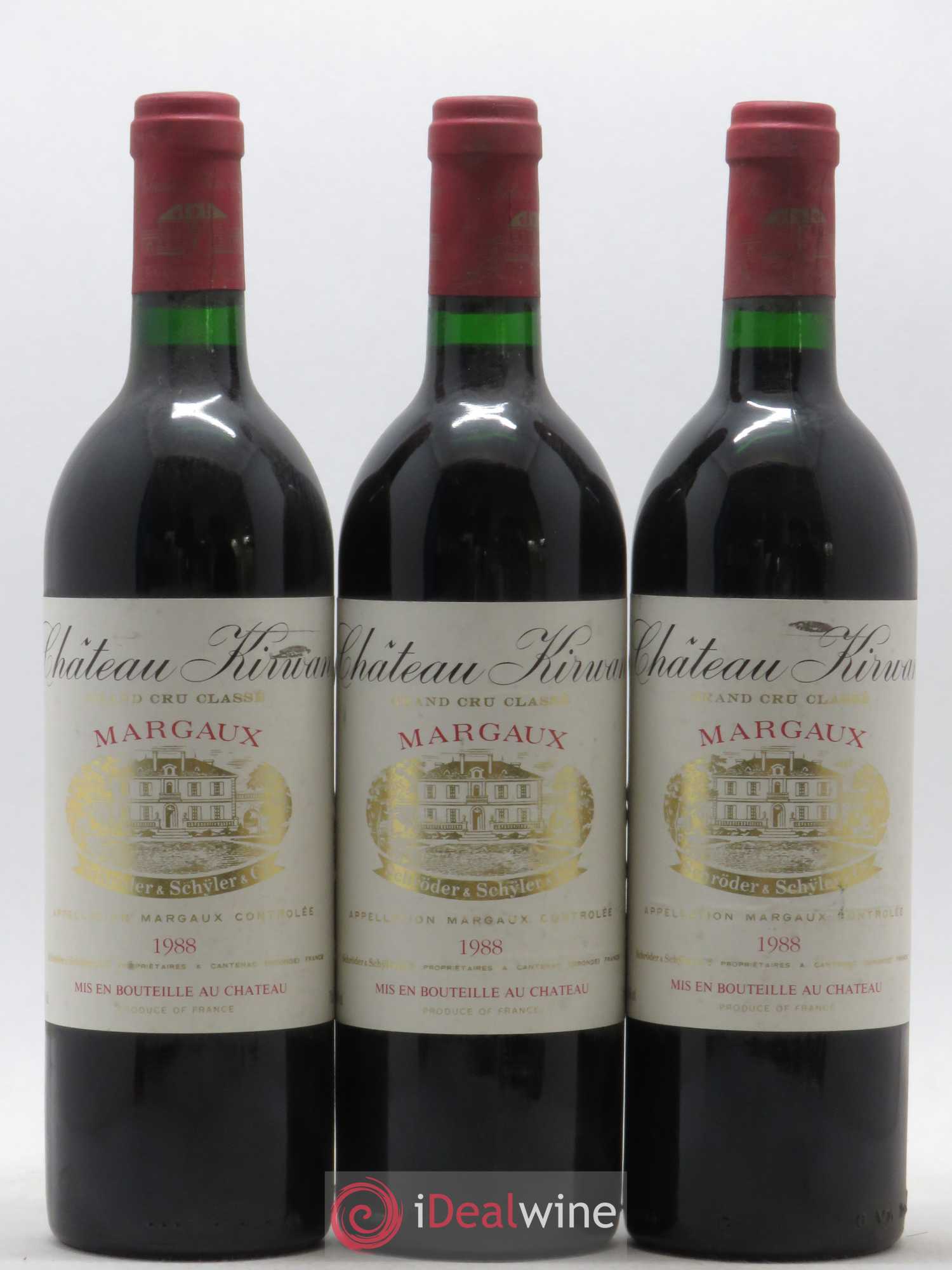 Château Kirwan 3ème Grand Cru Classé 1988 - Lot de 3 bouteilles - 0