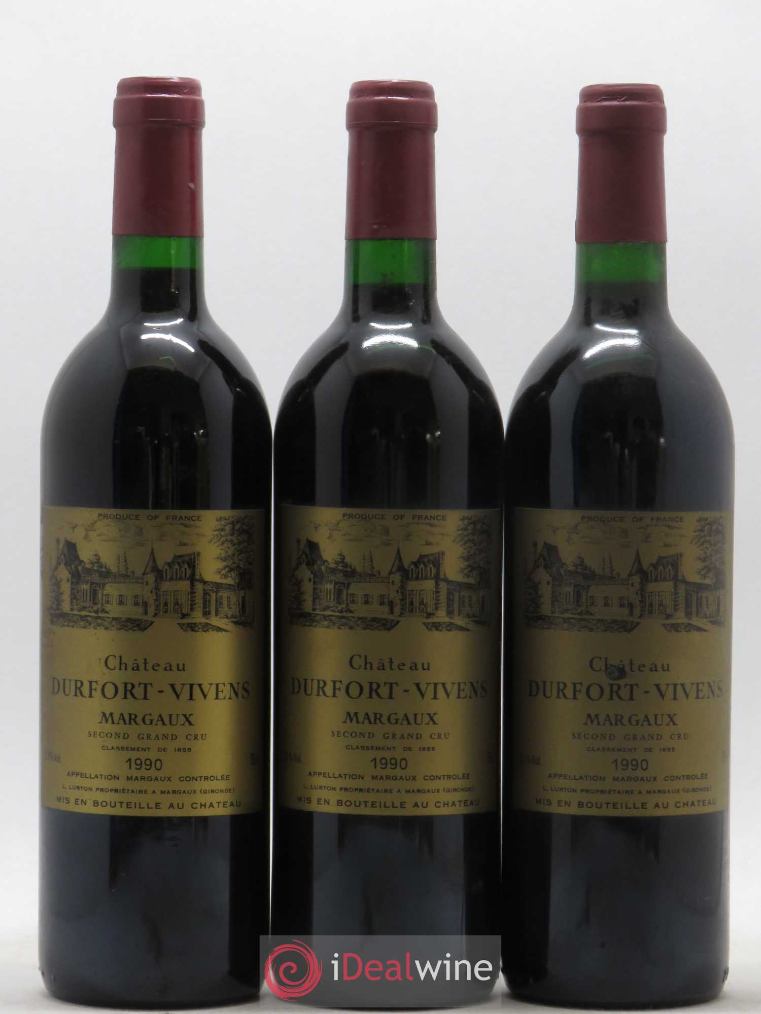 Château Durfort Vivens 2ème Grand Cru Classé 1990 - Lot de 3 bouteilles - 0