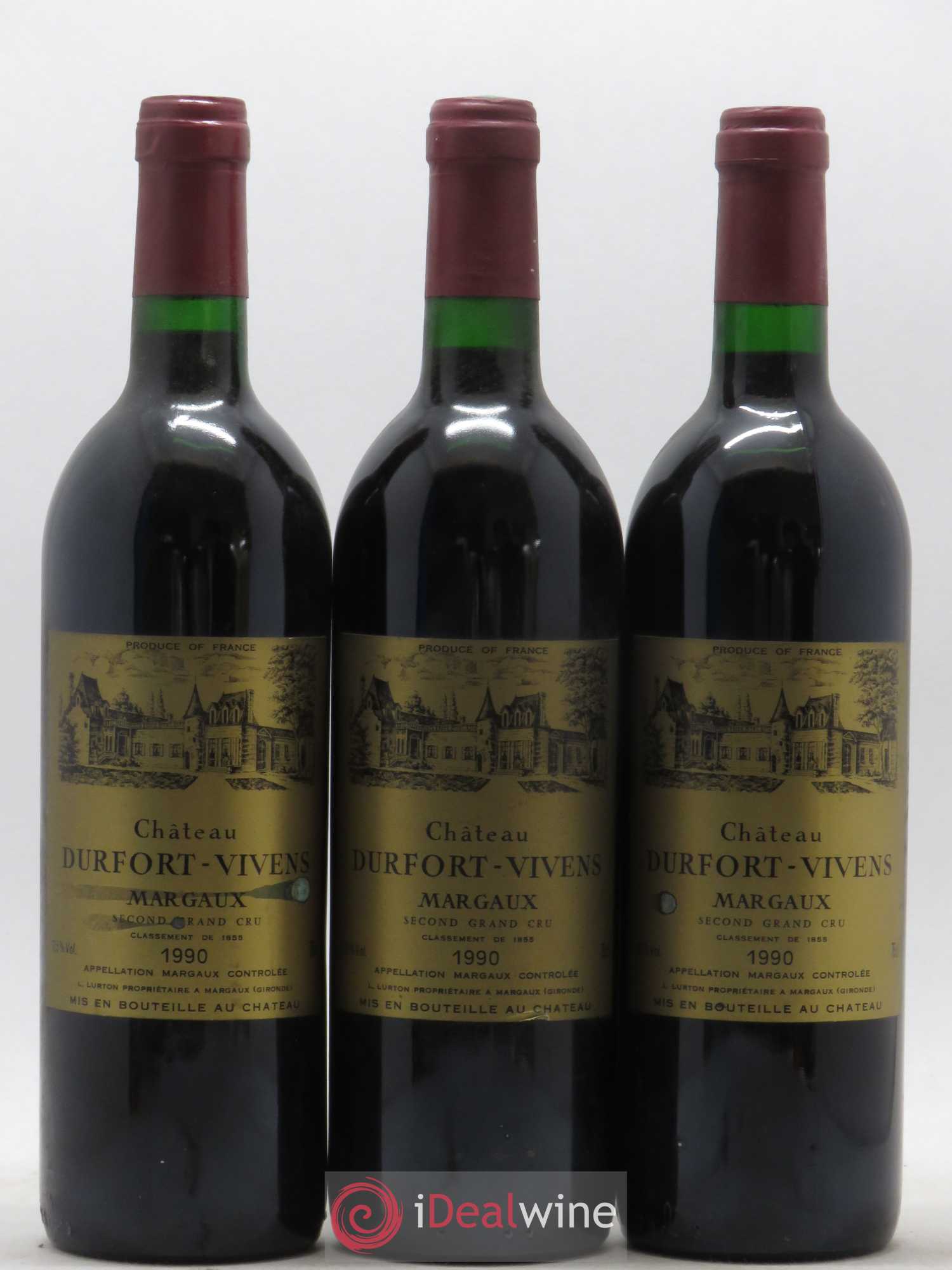 Château Durfort Vivens 2ème Grand Cru Classé 1990 - Lot de 3 bouteilles - 0