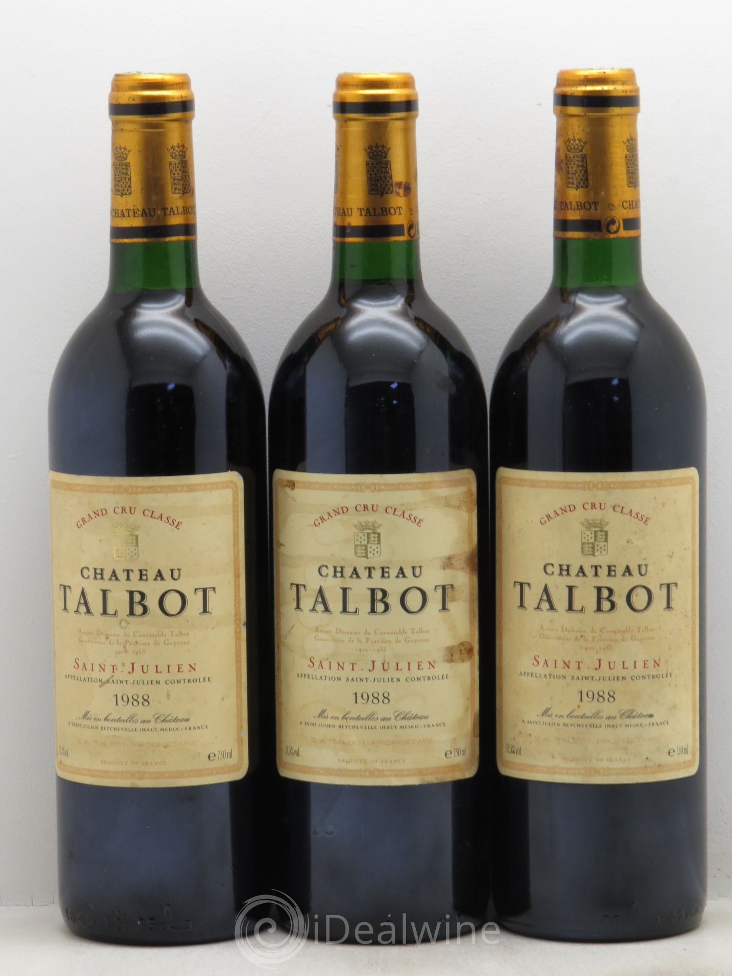 Château Talbot 4ème Grand Cru Classé 1988 - Lot de 3 bouteilles - 0