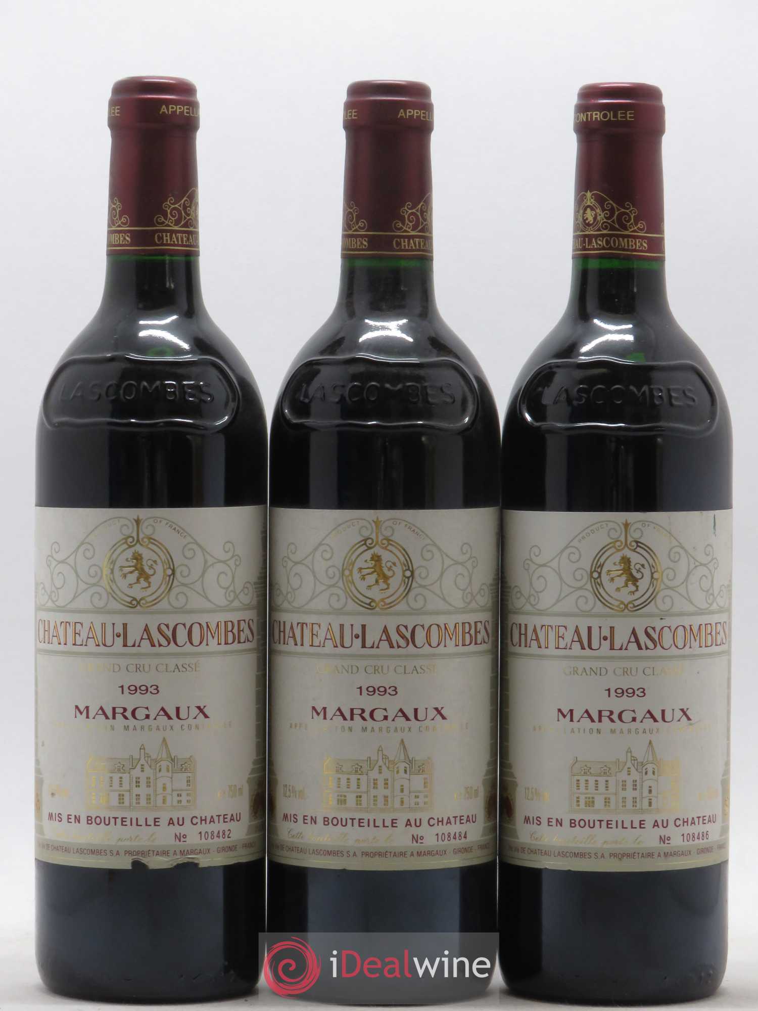 Château Lascombes 2ème Grand Cru Classé 1993 - Lot de 3 bouteilles - 0