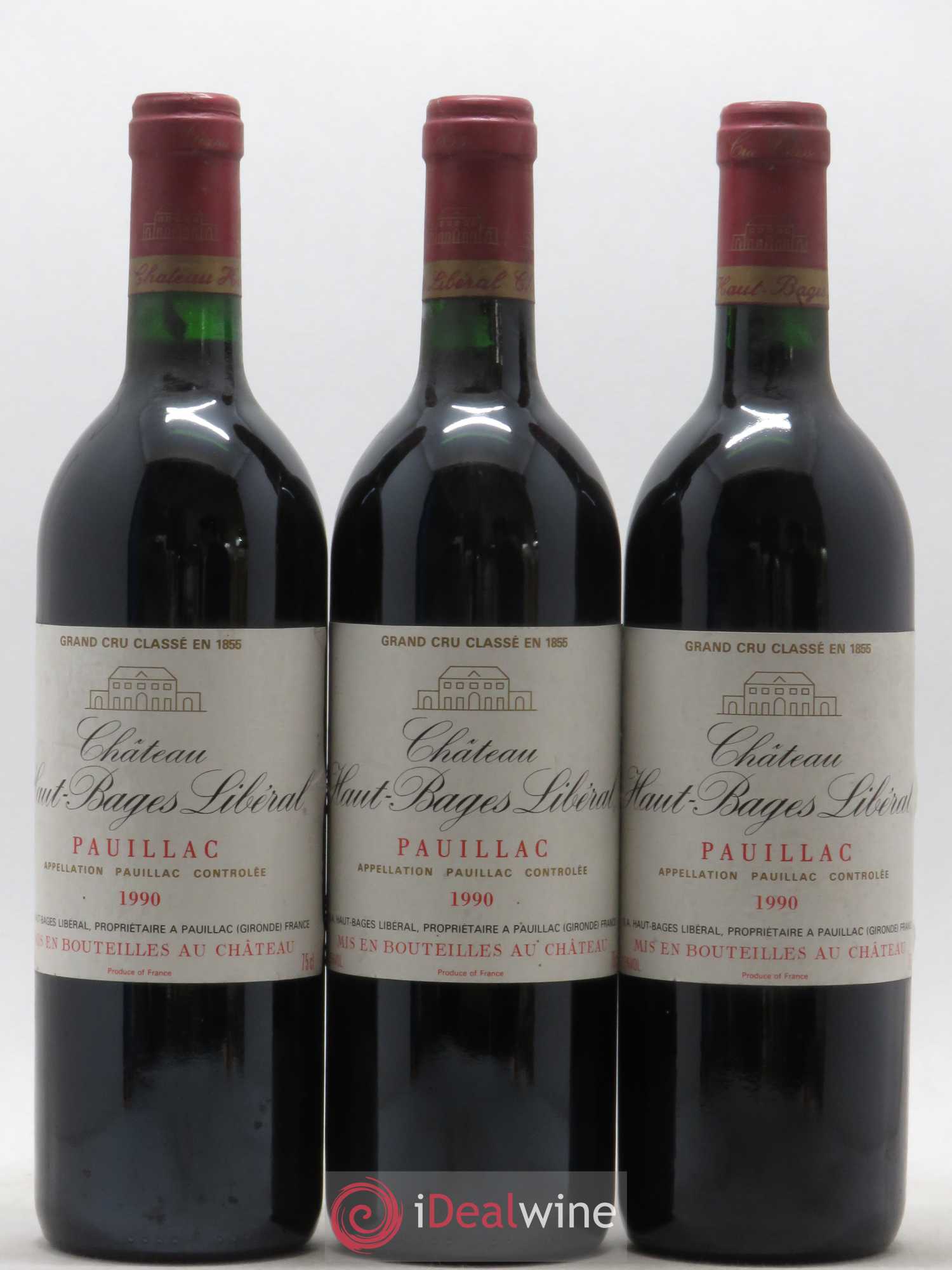 Château Haut Bages Libéral 5ème Grand Cru Classé 1990 - Lot de 3 bouteilles - 0