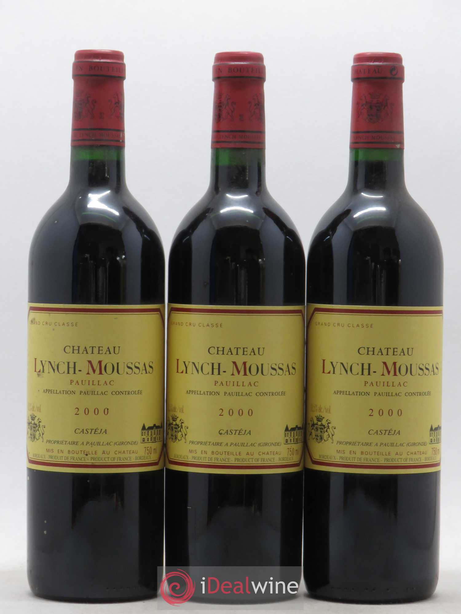 Château Lynch Moussas 5ème Grand Cru Classé 2000 - Lot de 3 bouteilles - 0