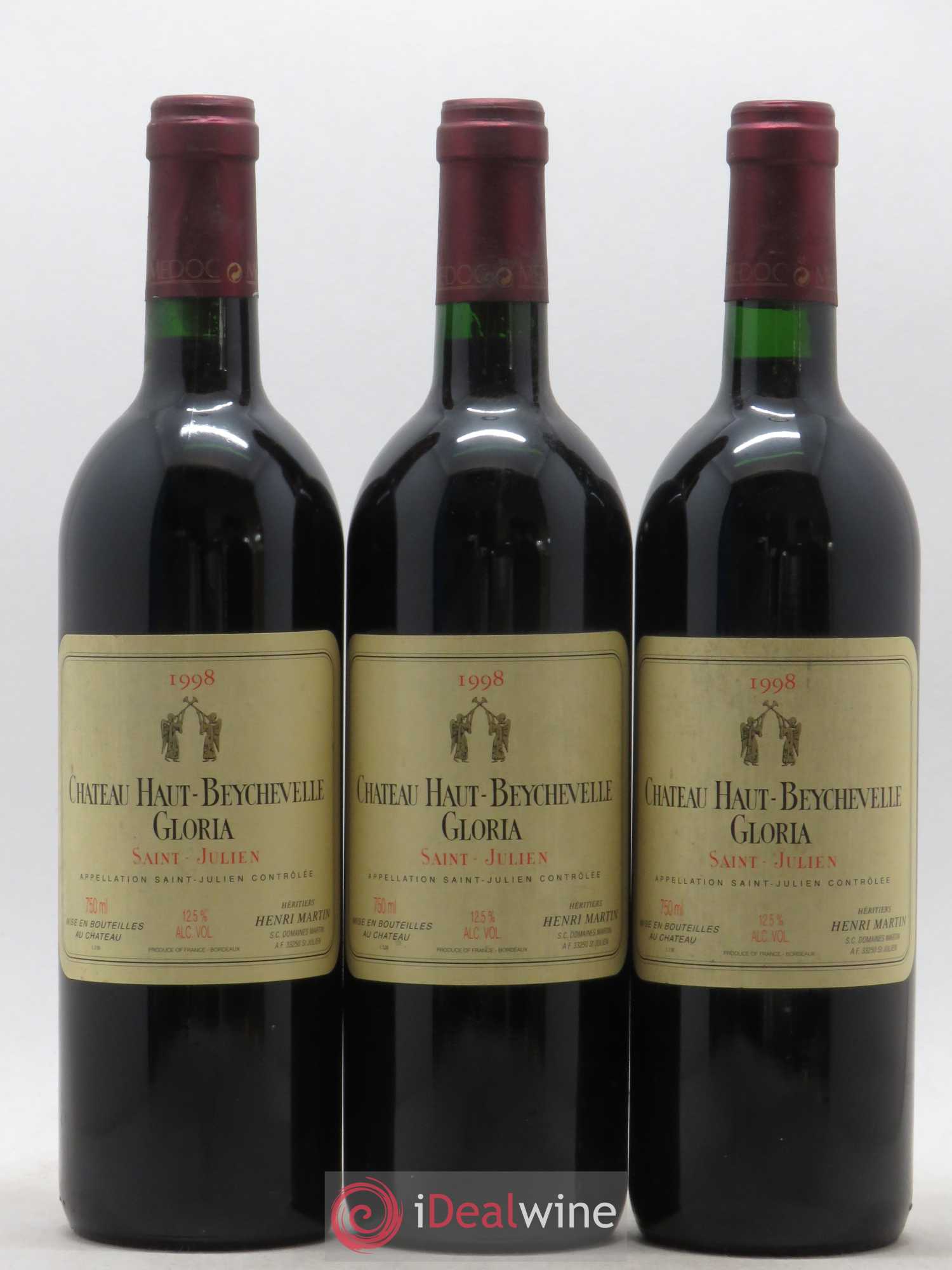 Saint-Julien Chateau Haut-Beychevelle Gloria 1998 - Posten von 3 Flaschen - 0