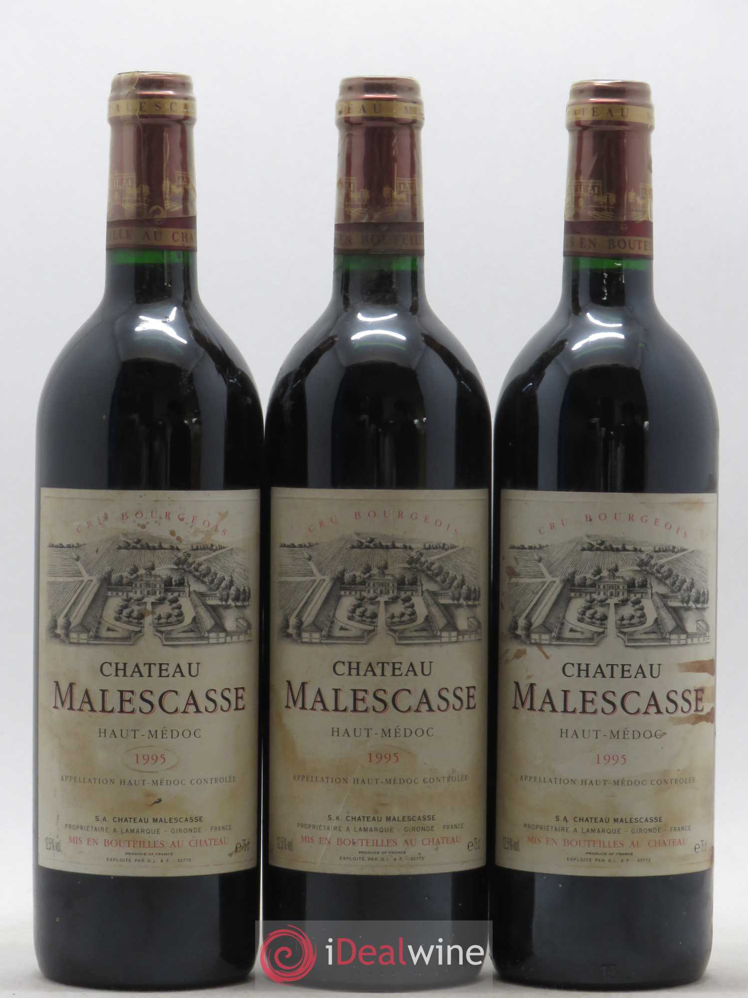 Château Malescasse Cru Bourgeois Exceptionnel 1995 - Lot de 3 bouteilles - 0