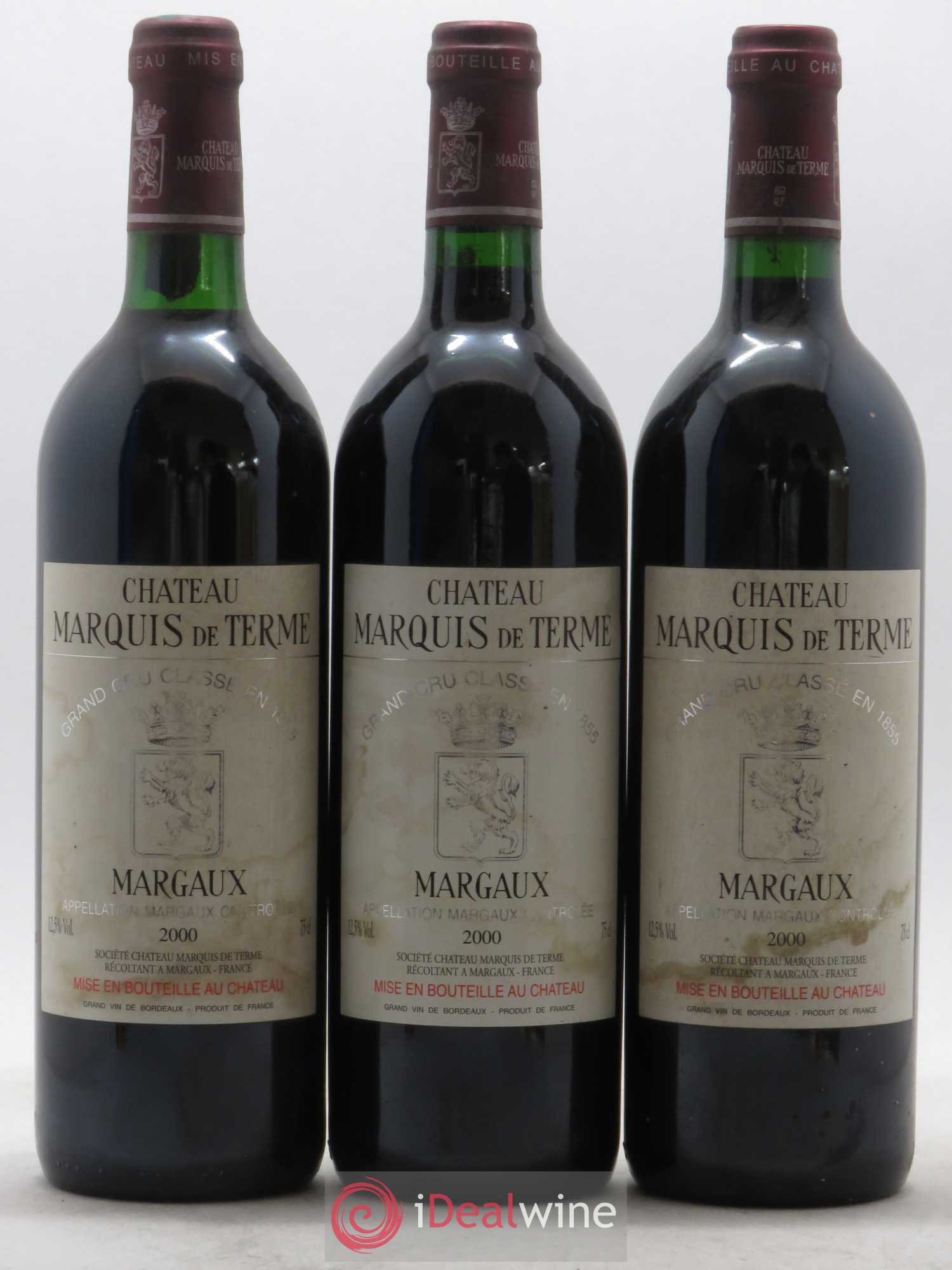 Château Marquis de Terme 4ème Grand Cru Classé 2000 - Lot de 3 bouteilles - 0
