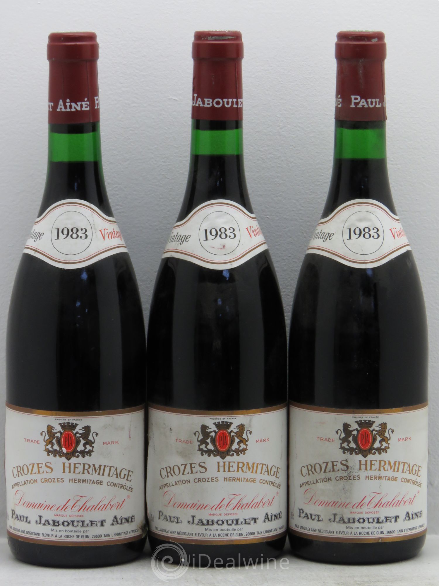 Crozes-Hermitage Domaine de Thalabert Paul Jaboulet Ainé 1983 - Lot de 3 bouteilles - 0
