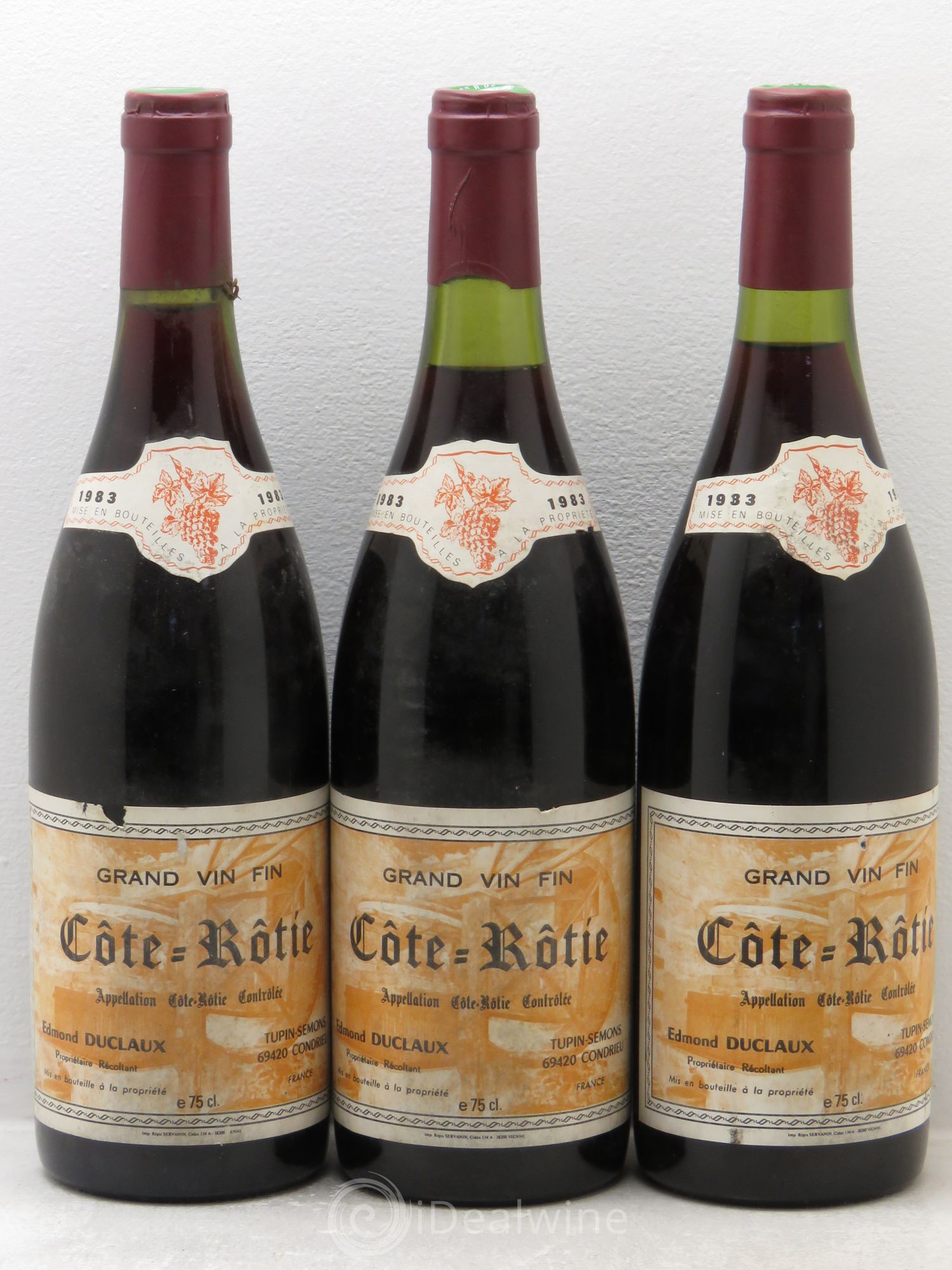 Côte-Rôtie Domaine Duclaux 1983 - Lot de 3 bouteilles - 0