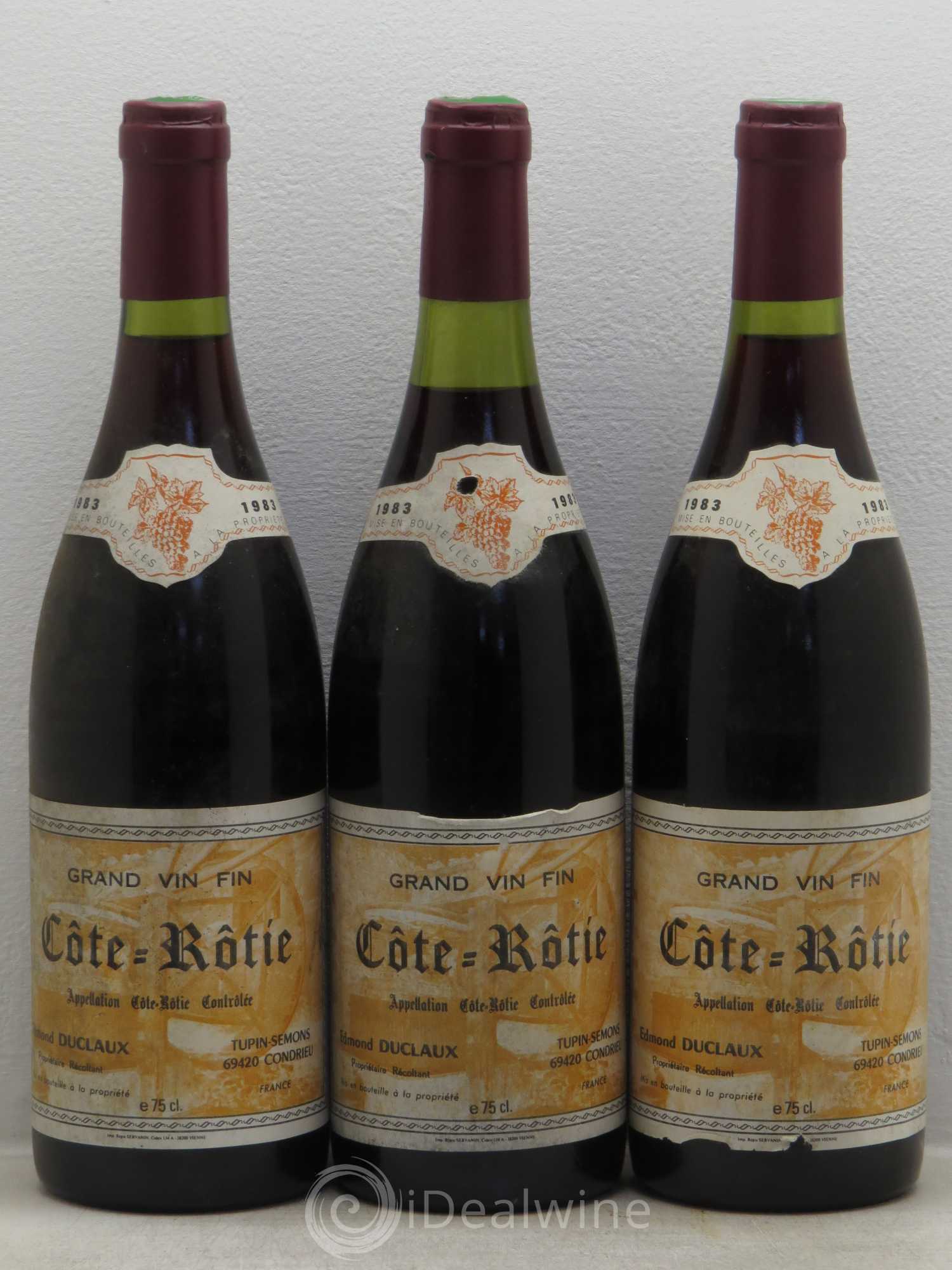 Côte-Rôtie Domaine Edmond Duclaux 1983 - Posten von 3 Flaschen - 0
