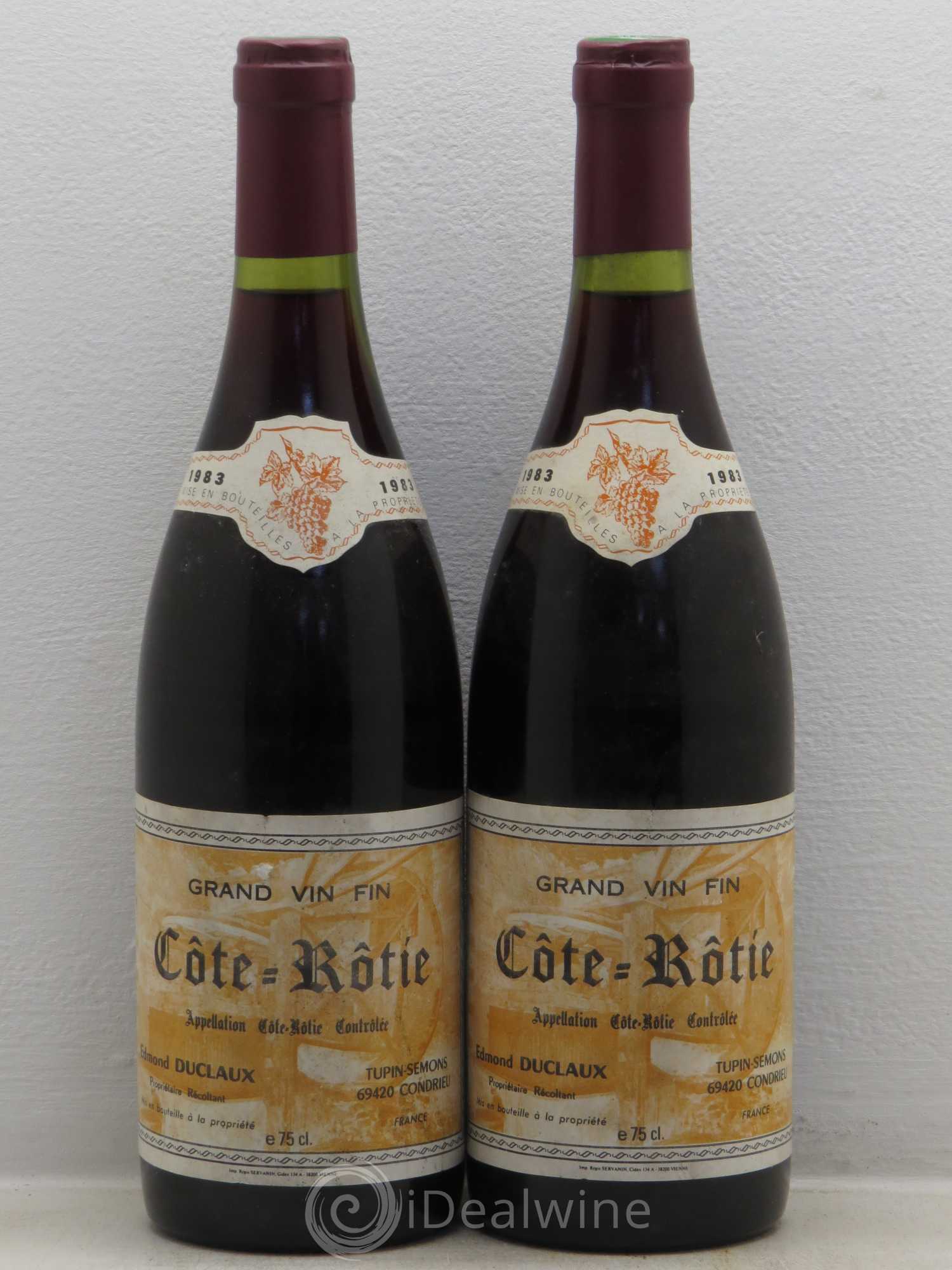 Côte-Rôtie Domaine Edmond Duclaux 1983 - Posten von 2 Flaschen - 0