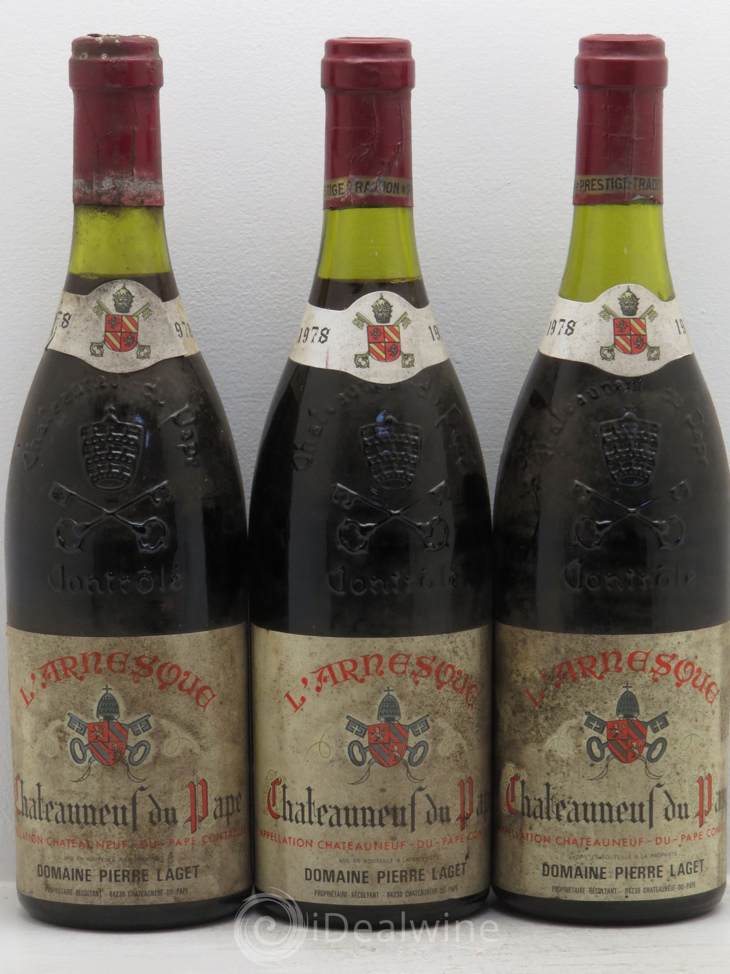 Châteauneuf-du-Pape L'Arnesque P.Laget 1978 - Lot de 3 bouteilles - 0