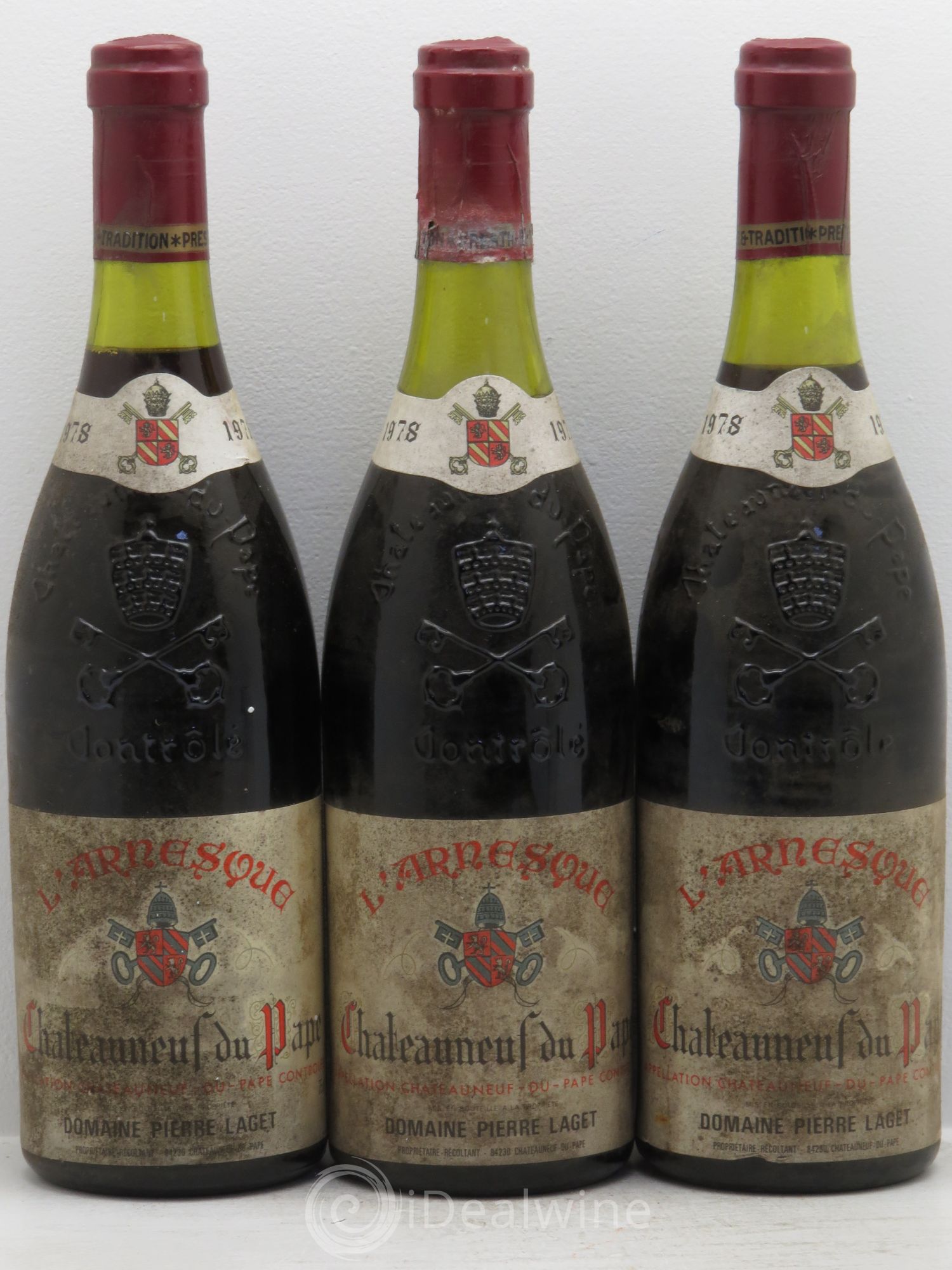 Châteauneuf-du-Pape L'Arnesque P.Laget 1978 - Lot de 3 bouteilles - 0