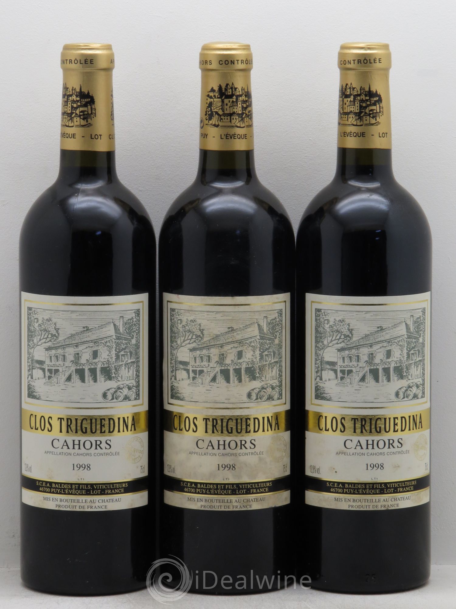 Cahors Clos Triguedina 1998 - Posten von 3 Flaschen - 0