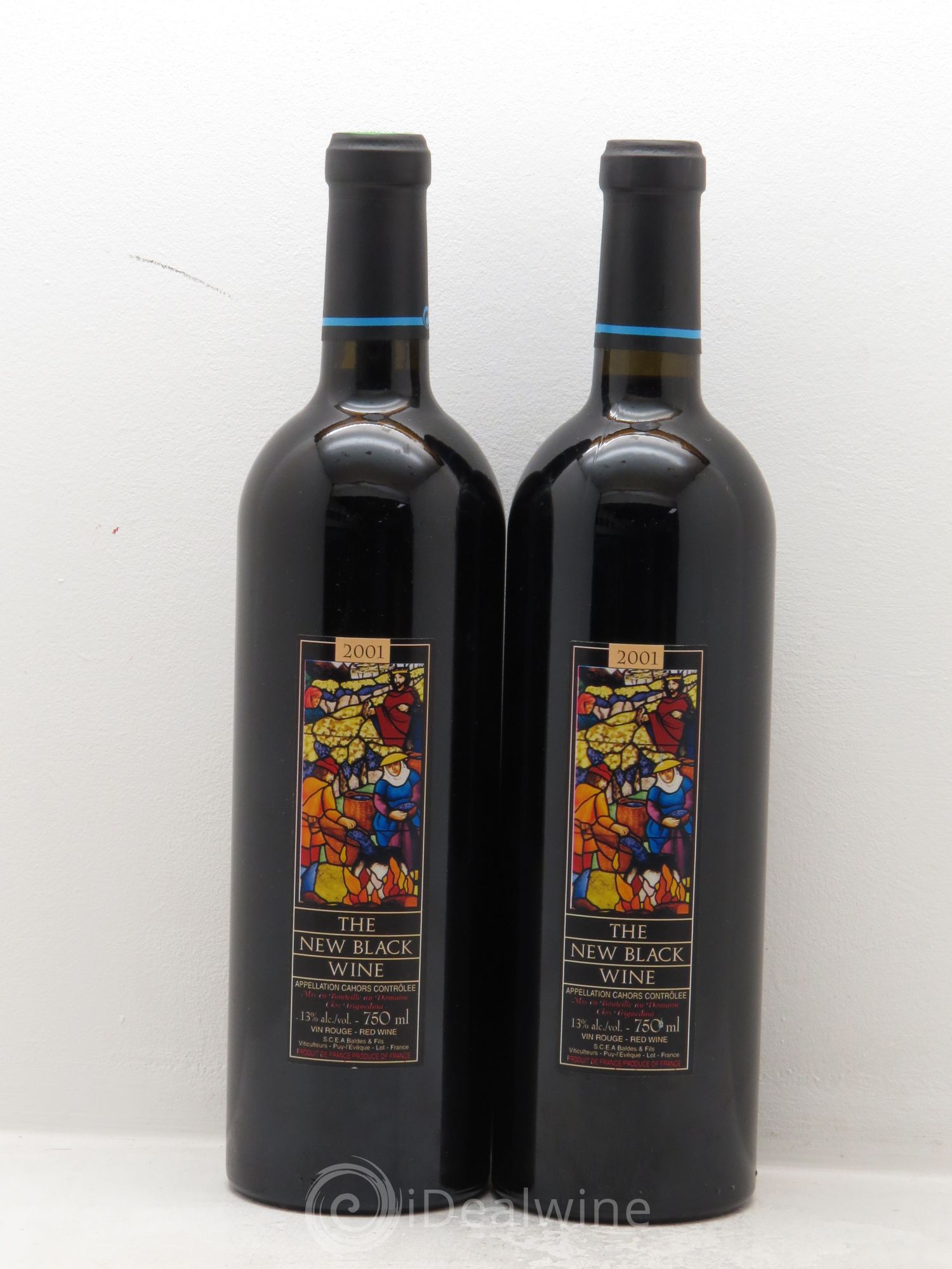 Cahors Clos Triguedina New Black Wine Jean-Luc Baldès 2001 - Lot de 2 bouteilles - 0
