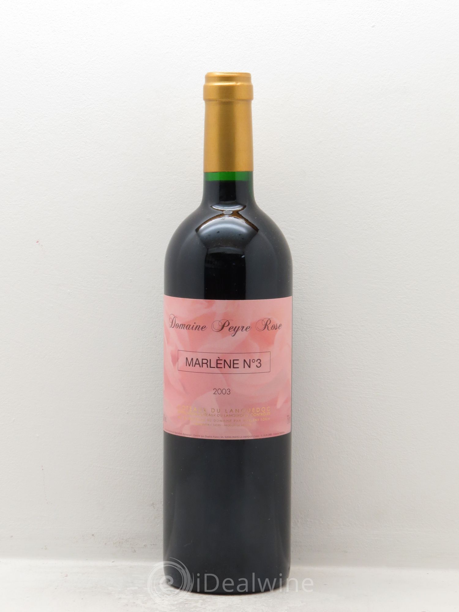Vin de France (anciennement Coteaux du Languedoc) Peyre Rose Marlène n°3 Marlène Soria 2003 - Lot de 1 bouteille - 0