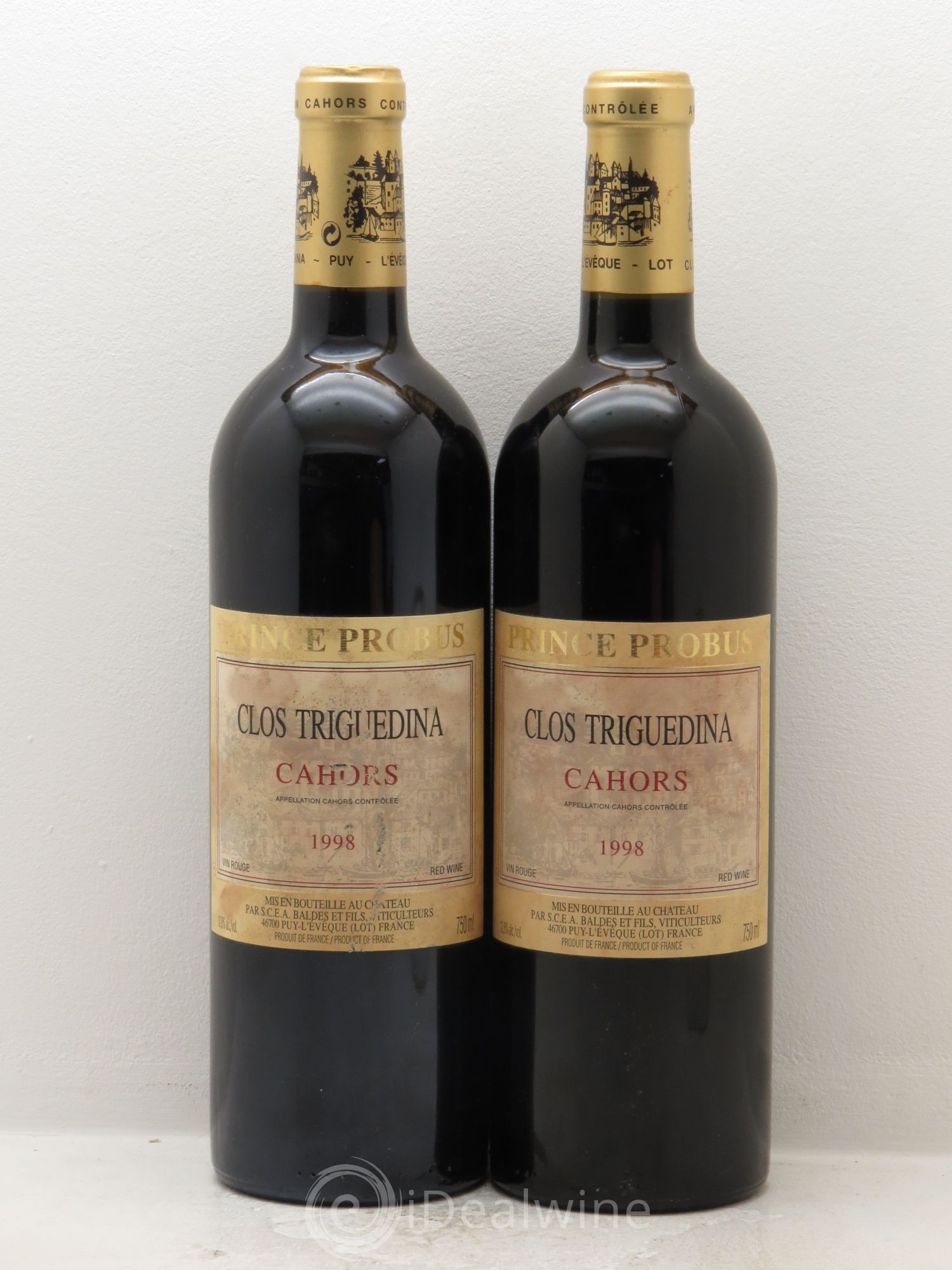 Cahors Clos Triguedina Probus Jean-Luc Baldès 1998 - Lot de 2 bouteilles - 0