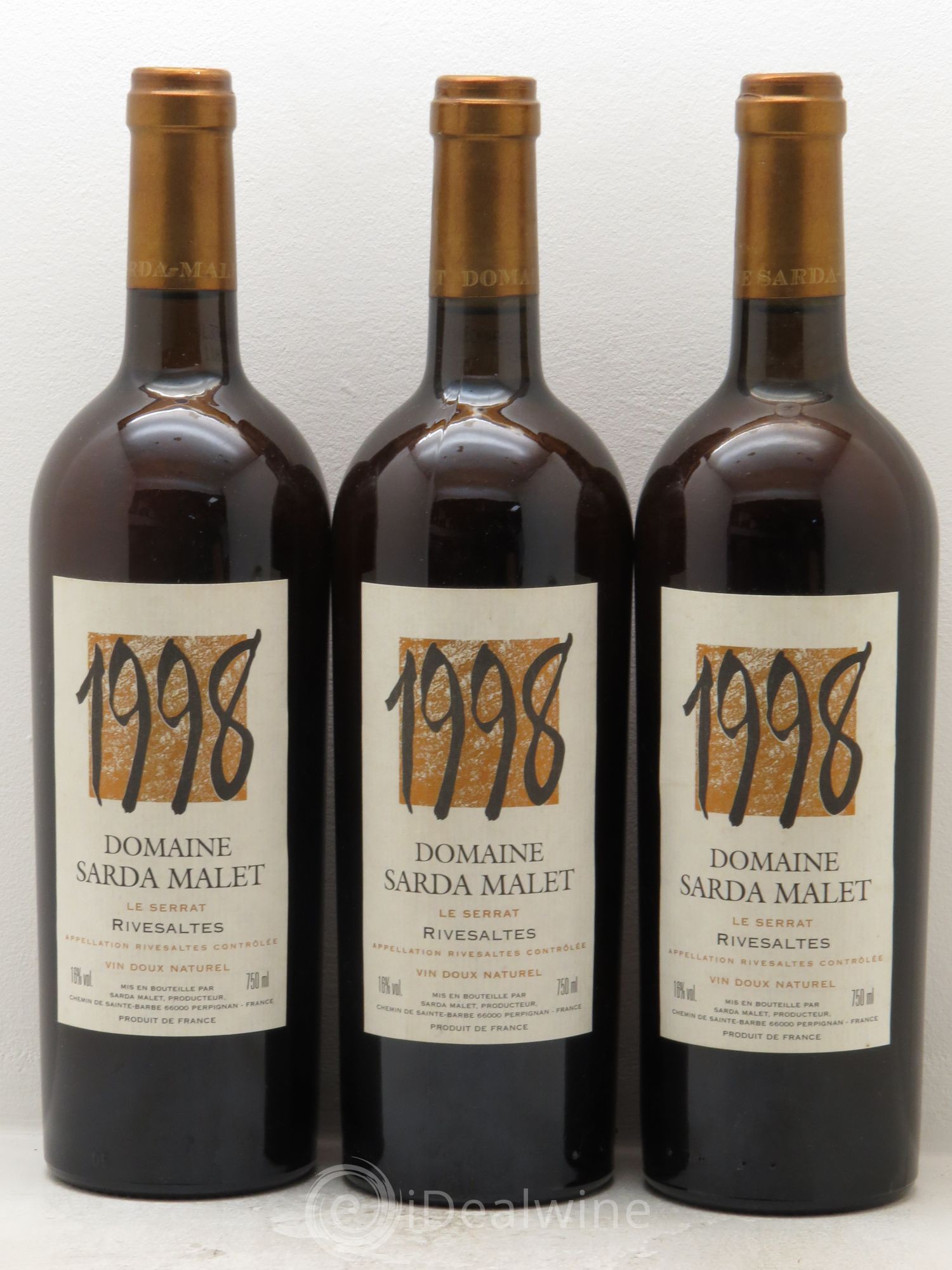 Rivesaltes Domaine Sarda Mallet Ambré Serrat 1998 - Lotto di 3 bottiglie - 0