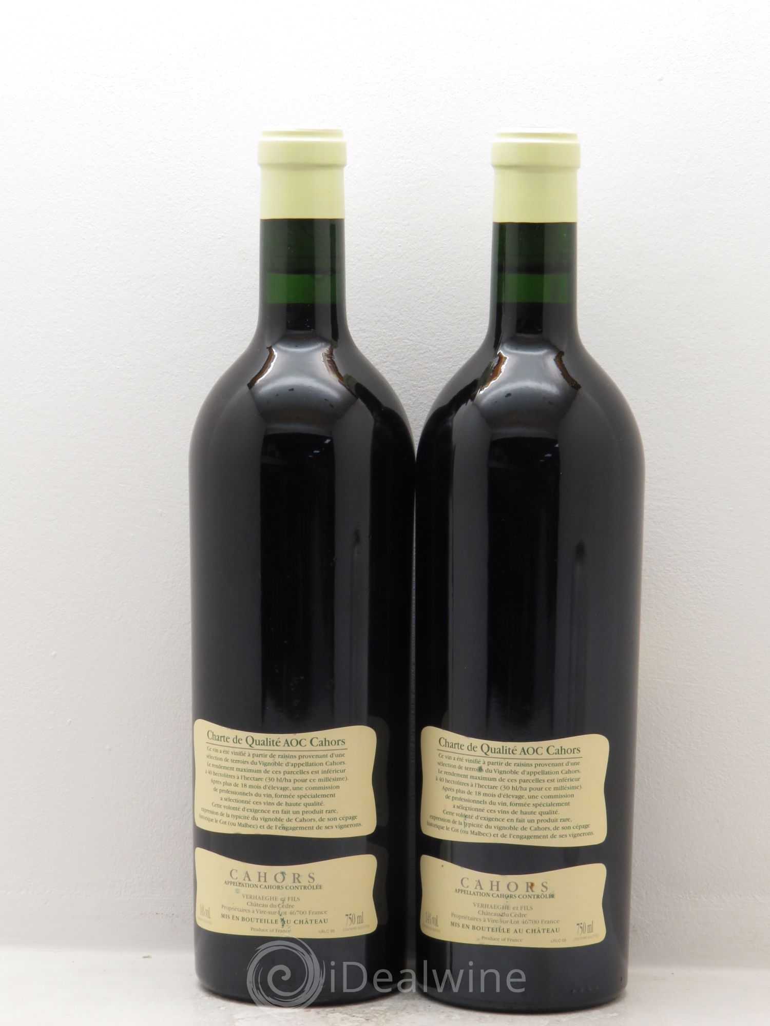 Cahors Château du Cèdre Cuvée Le Cèdre Pascal et Jean-Marc Verhaeghe 2005 - Posten von 2 Flaschen - 1