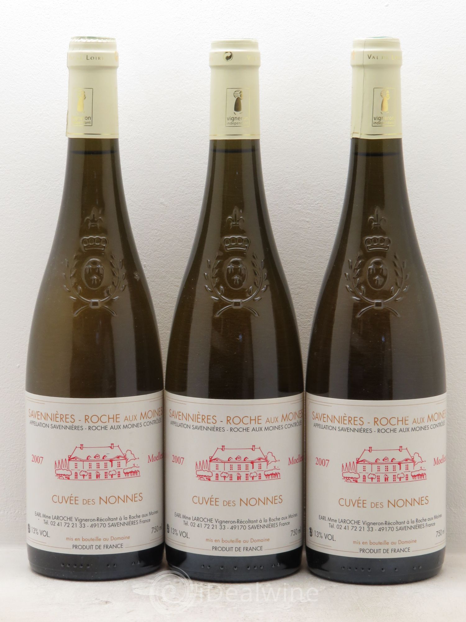 Savennières Roche aux Moines Des Nonnes 2007 - Posten von 3 Flaschen - 0