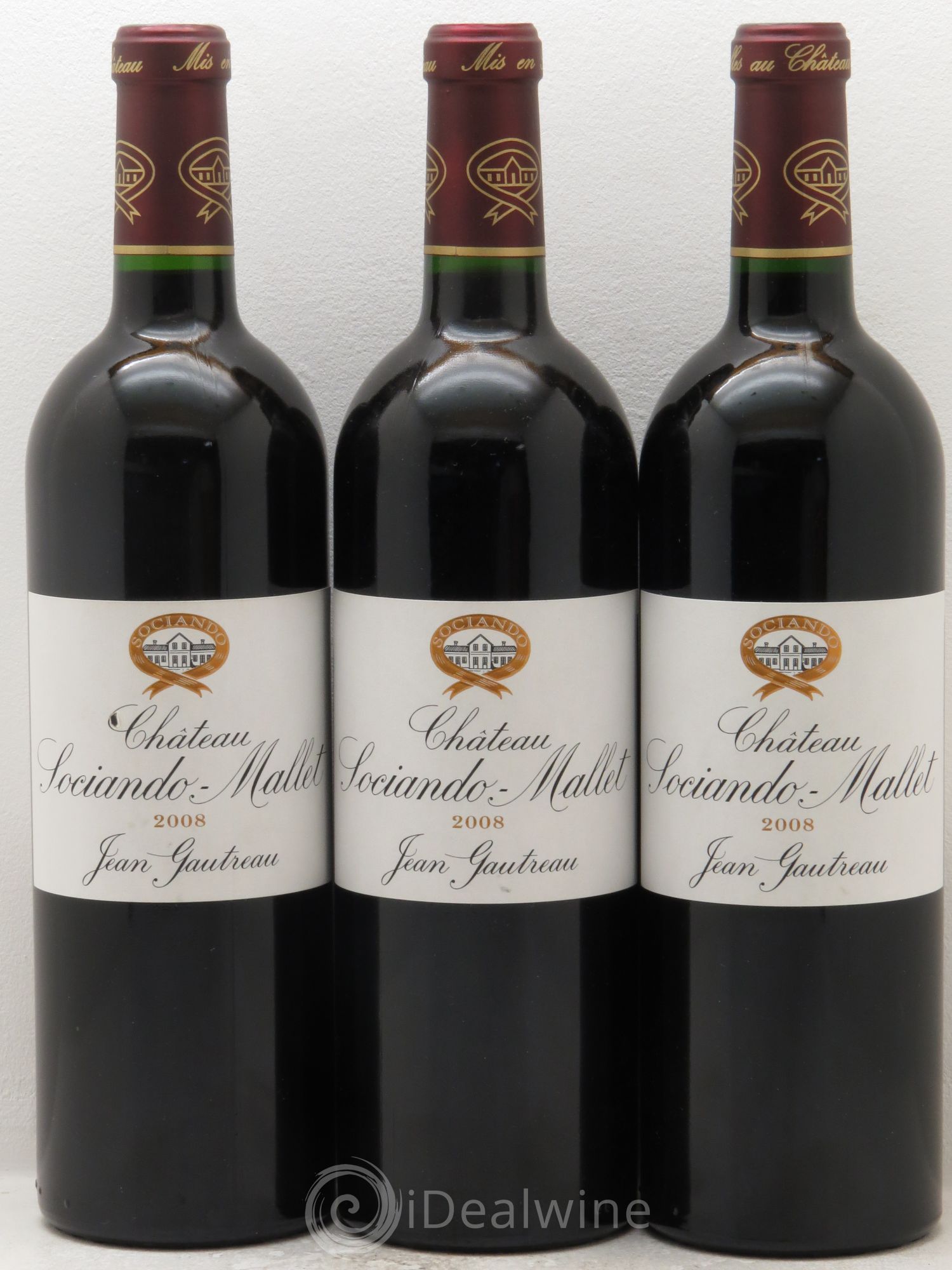 Château Sociando Mallet 2008 - Lot de 3 bouteilles - 0