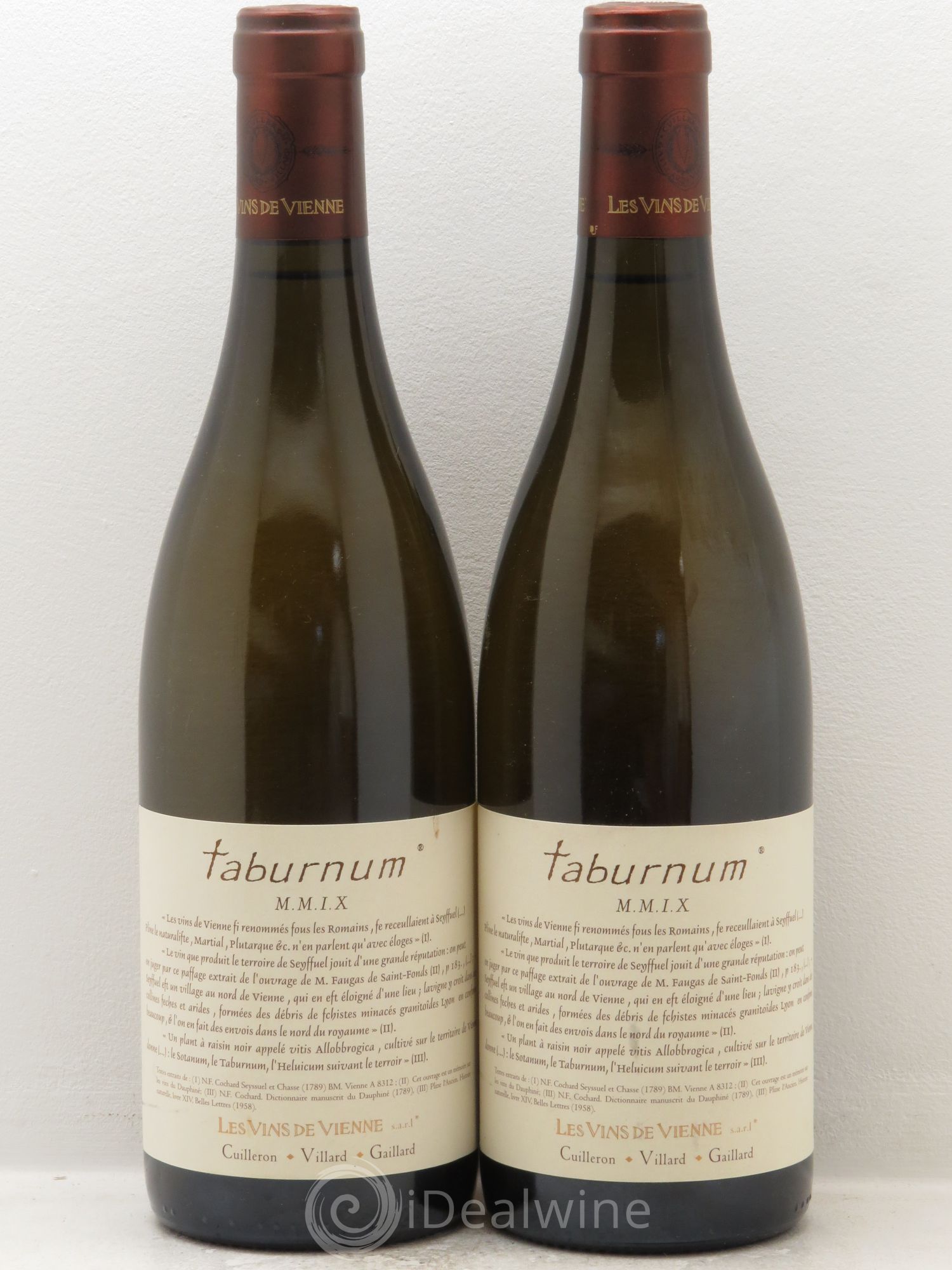 Rhône Vins de pays des côtes rhôdaniennes Domaine des vins de Vienne Taburnum 2009 - Posten von 2 Flaschen - 0