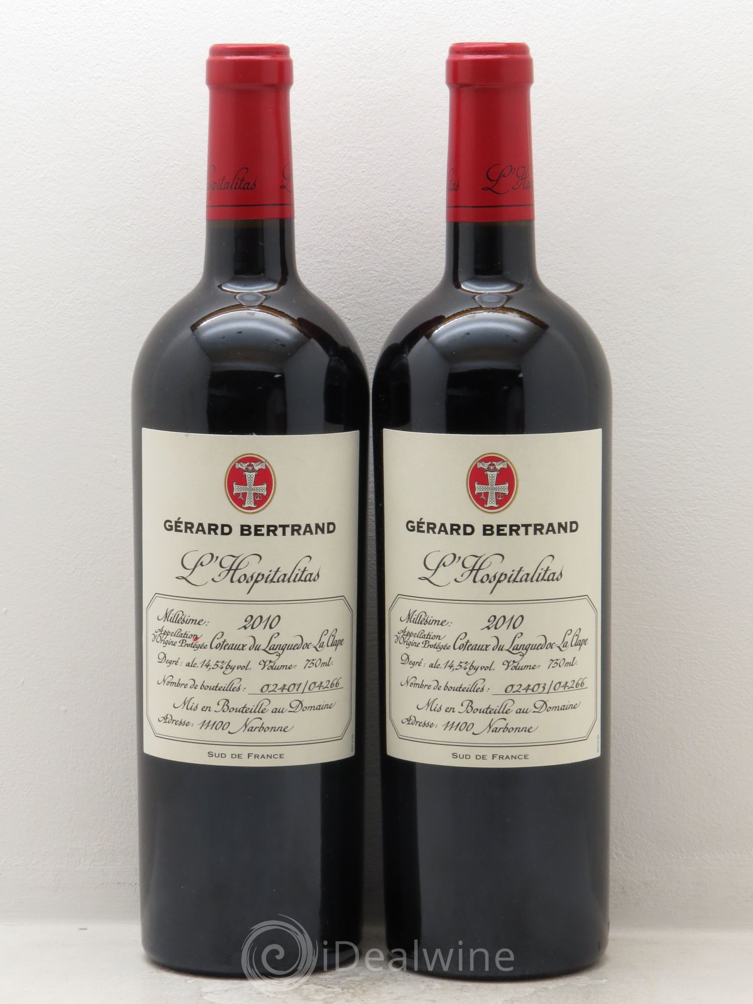Coteaux du Languedoc Château l'Hospitalet La Clape L'Hospitalitas Gérard Bertrand 2010 - Posten von 2 Flaschen - 0