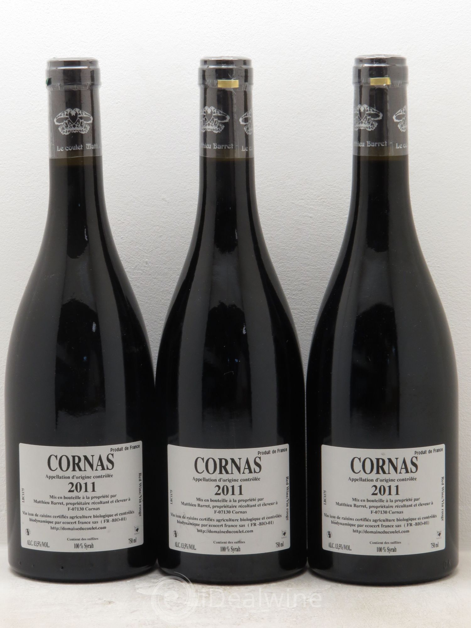 Cornas Domaine du Coulet Brise Cailloux 2011 - Posten von 3 Flaschen - 1
