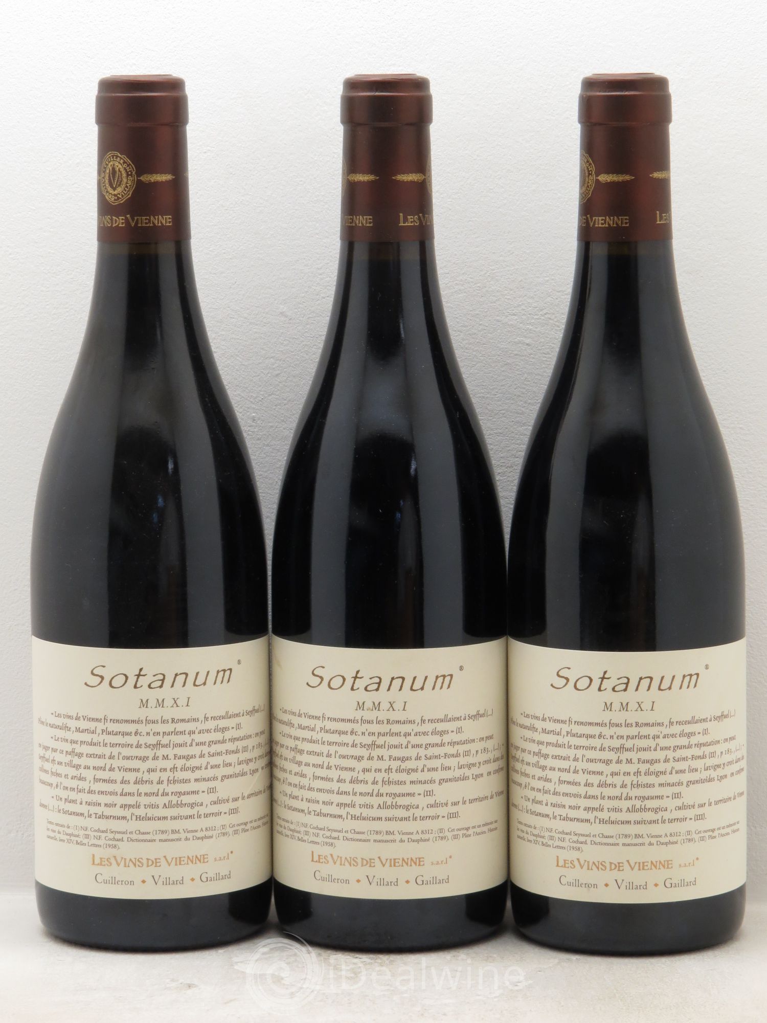 Rhône Vins de pays des côtes rhôdaniennes Domaine des vins de Vienne Sotanum 2011 - Posten von 3 Flaschen - 0