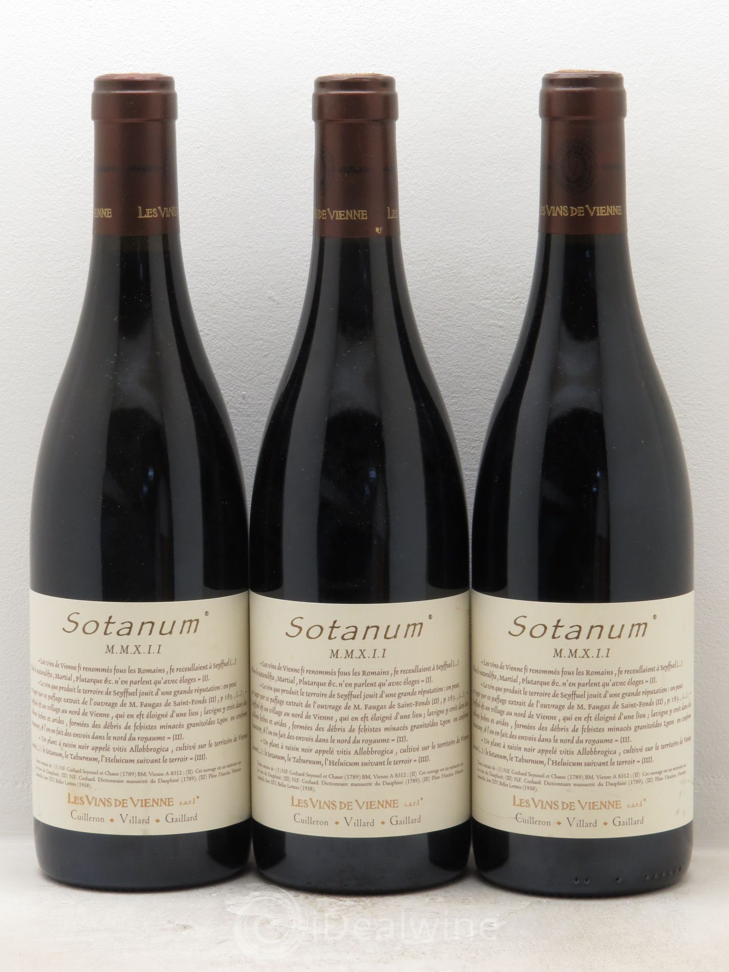 Rhône Vins de pays des côtes rhôdaniennes Domaine des vins de Vienne Sotanum 2012 - Posten von 3 Flaschen - 0