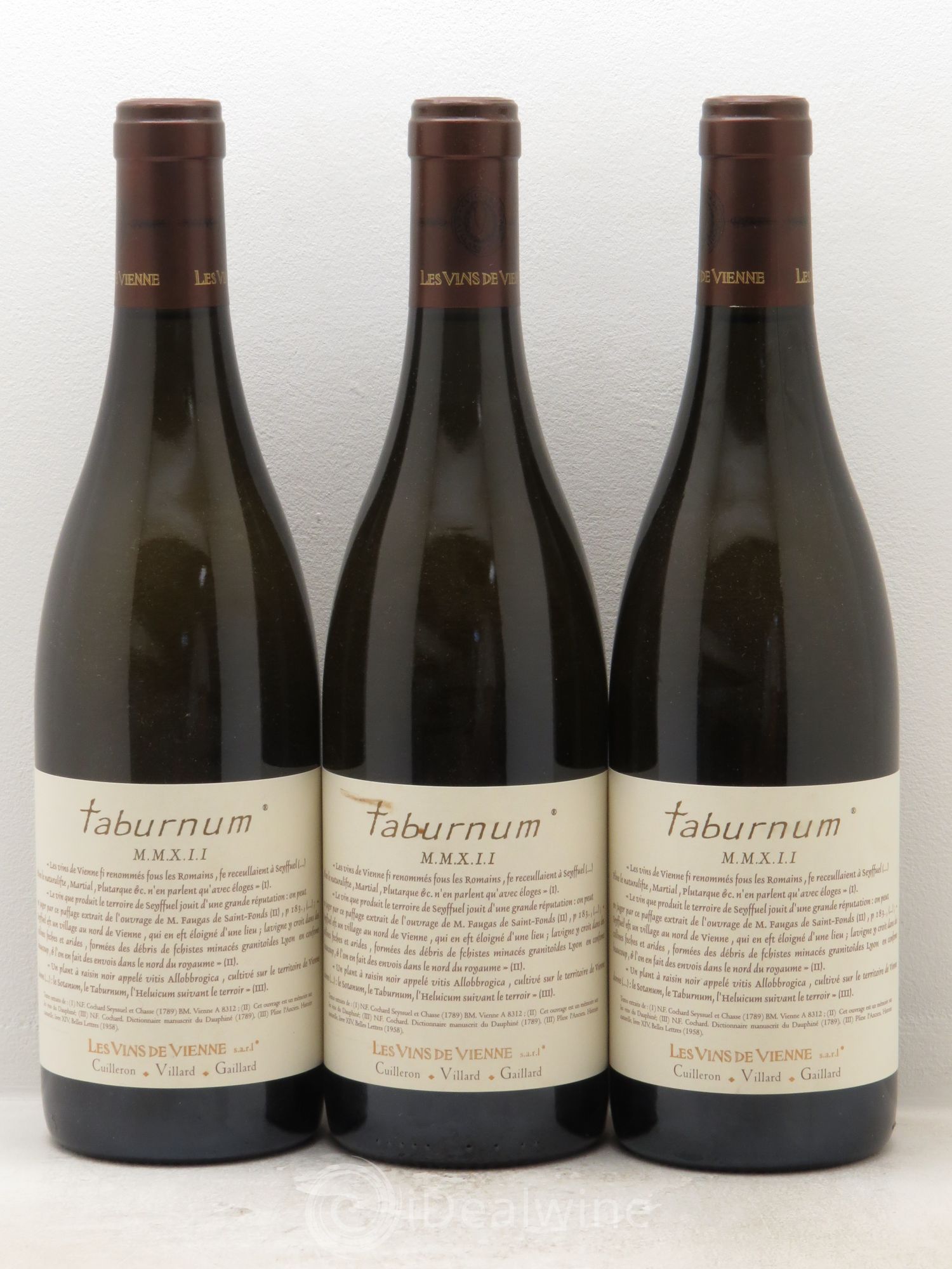 Rhône Vins de pays des côtes rhôdaniennes Domaine des vins de Vienne Taburnum 2012 - Posten von 3 Flaschen - 0