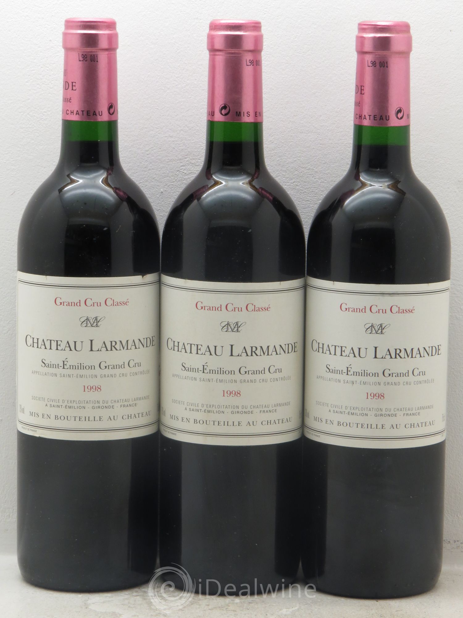 Château Larmande Grand Cru Classé 1998 - Lot de 3 bouteilles - 0