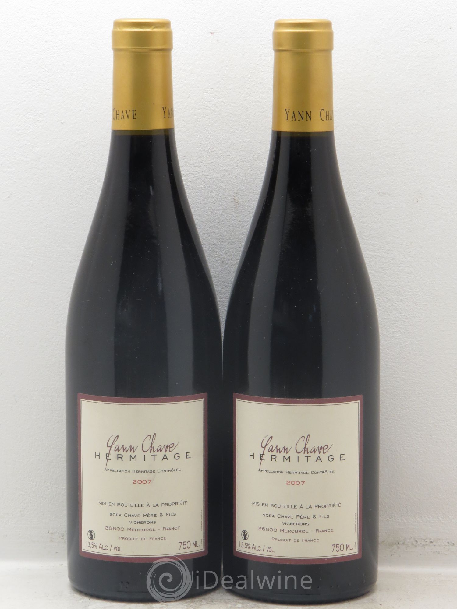 Hermitage Yann Chave (sans prix de réserve) 2007 - Lot de 2 bouteilles - 0