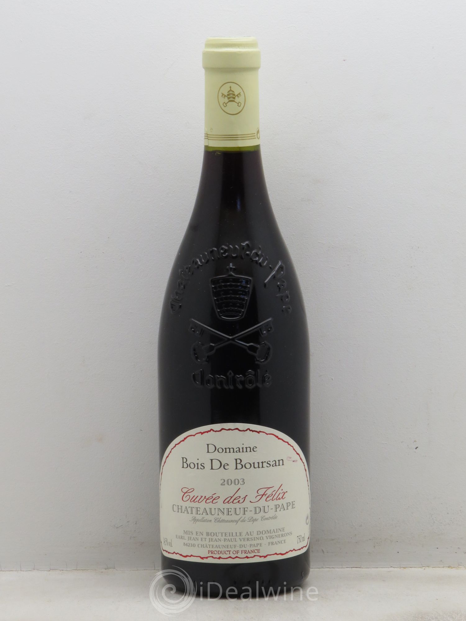 Châteauneuf-du-Pape Bois de Boursan (Domaine) Cuvée des Félix Jean et Jean-Paul Versino 2003 - Lot de 1 bouteille - 0
