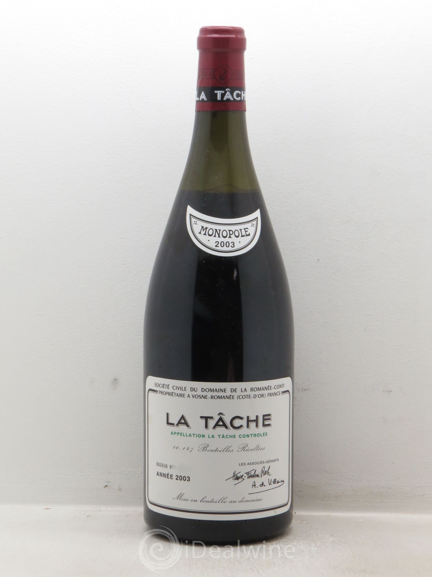 La Tâche Grand Cru Domaine de la Romanée-Conti Numéro de série effacé (sans prix de réserve - no reserve) 2003 - Posten von 1 Magnum - 0