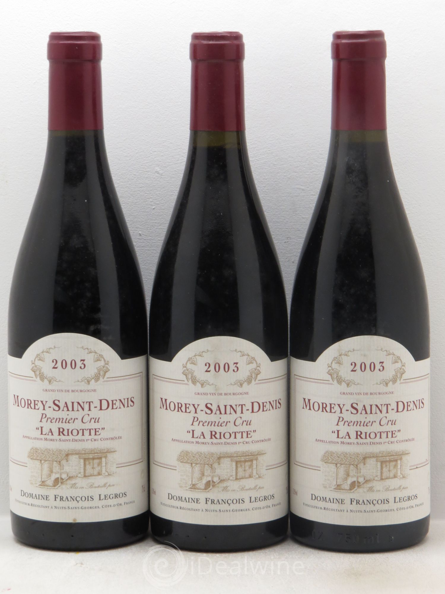Morey-Saint-Denis 1er Cru F.Legros 2003 - Lot de 3 bouteilles - 0