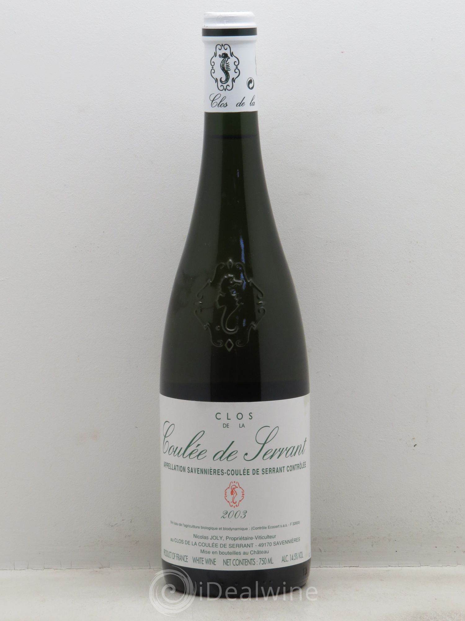 Savennières Clos de la Coulée de Serrant Vignobles de la Coulée de Serrant - Nicolas Joly 2003 - Lot de 1 bouteille - 0