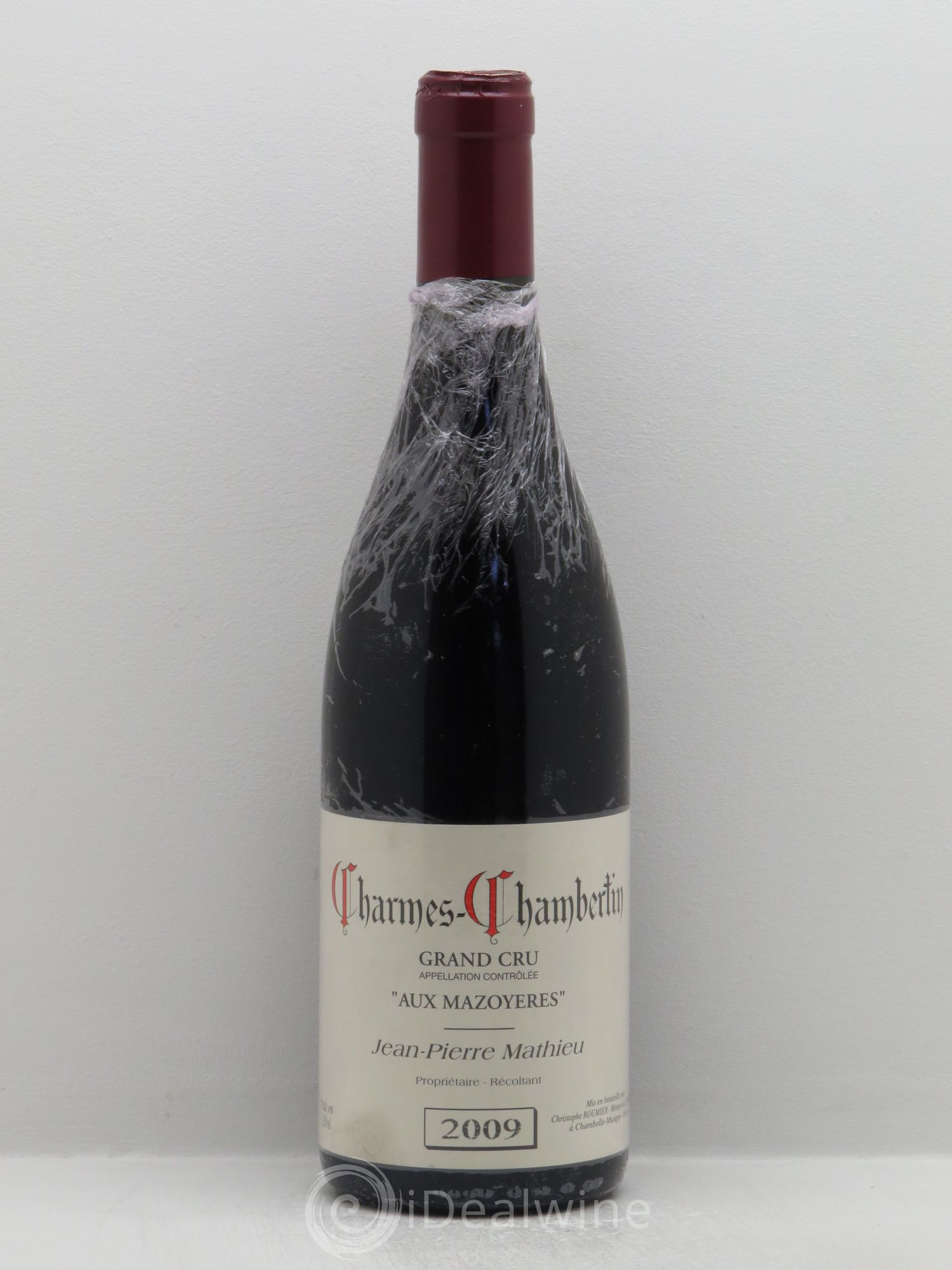 Charmes-Chambertin Grand Cru aux Mazoyères Jean-Pierre Mathieu (mise en bouteille par Christophe Roumier) 2009 - Lot de 1 bouteille - 0