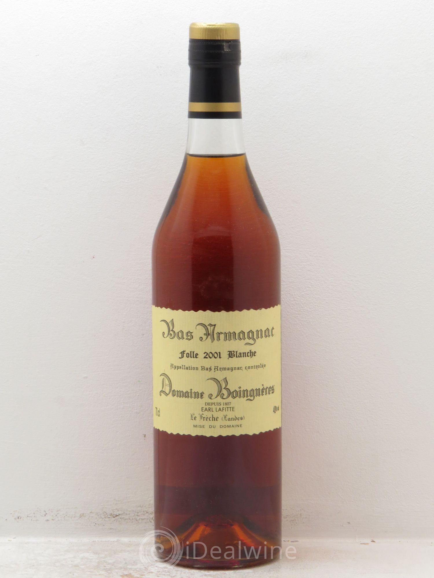 Bas-Armagnac Folle Blanche Domaine Boingnère (70cl 49°) 2001 - Posten von 1 Flasche - 0