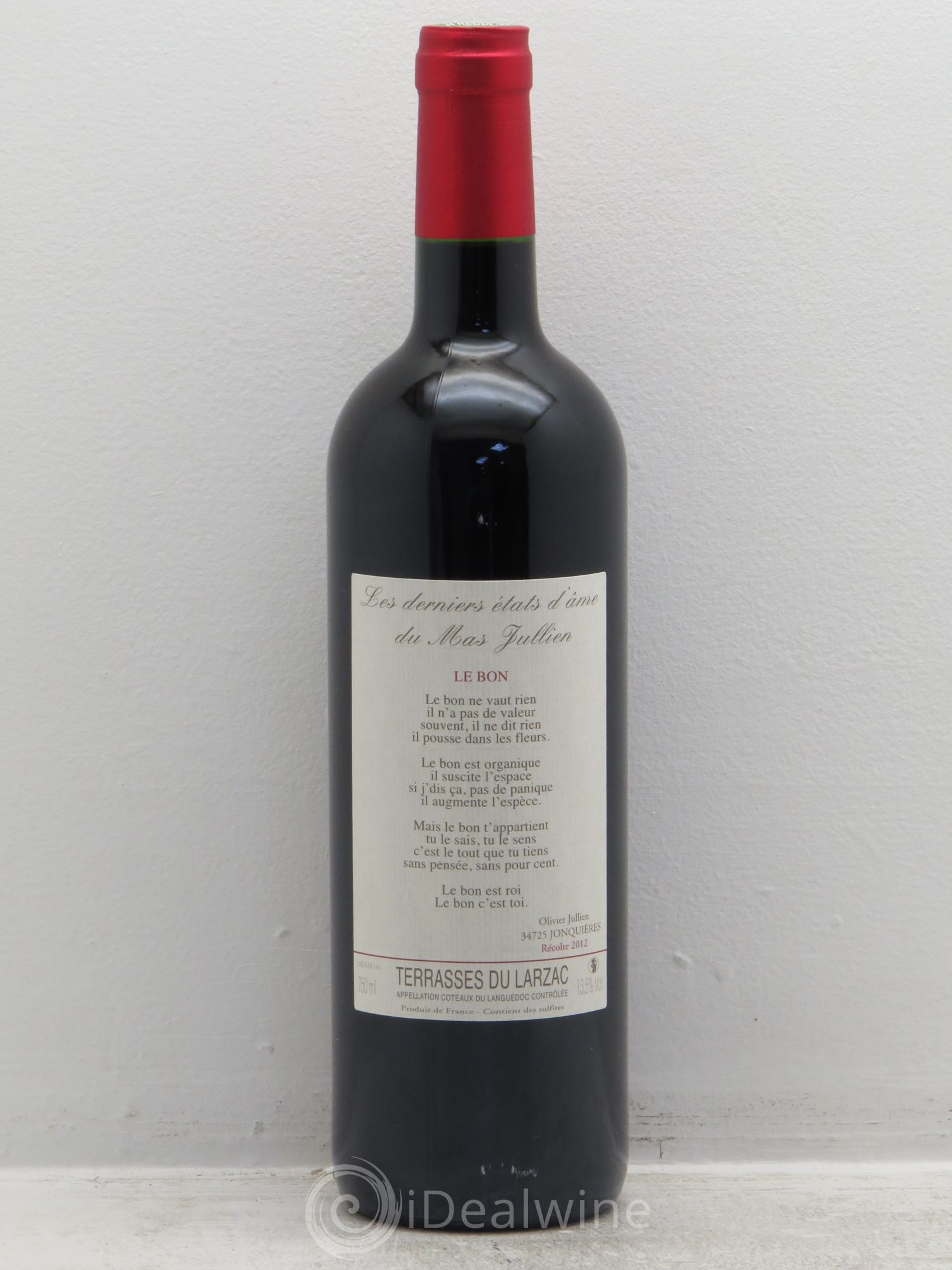 Terrasses du Larzac Mas Jullien Les Etats d'Ame du Mas Jullien Olivier Jullien (sans prix de réserve) 2012 - Lot de 1 bouteille - 0