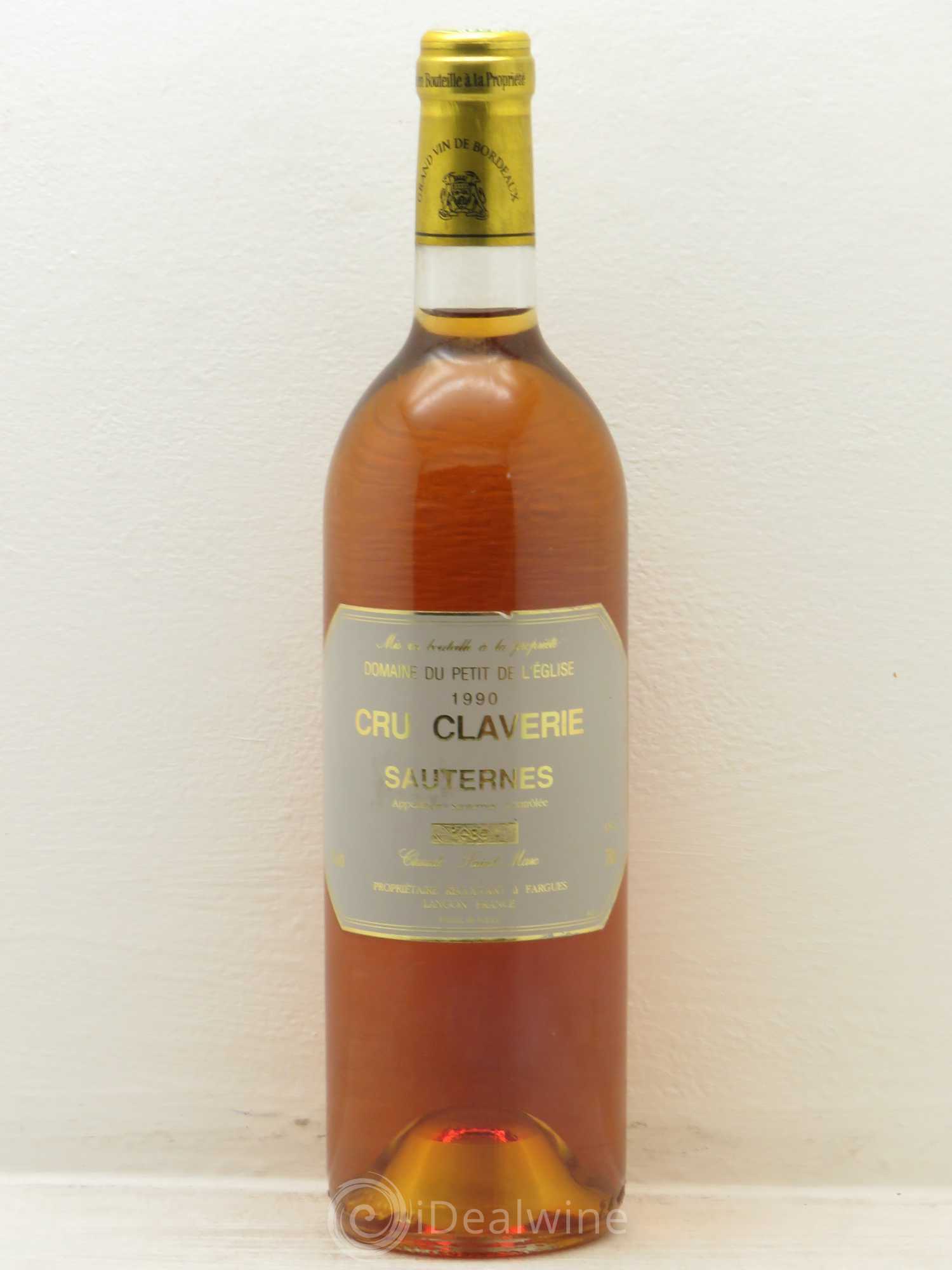 Sauternes Cru Claverie du petit de l'Eglise (sans prix de réserve) 1990 - Posten von 1 Flasche - 0