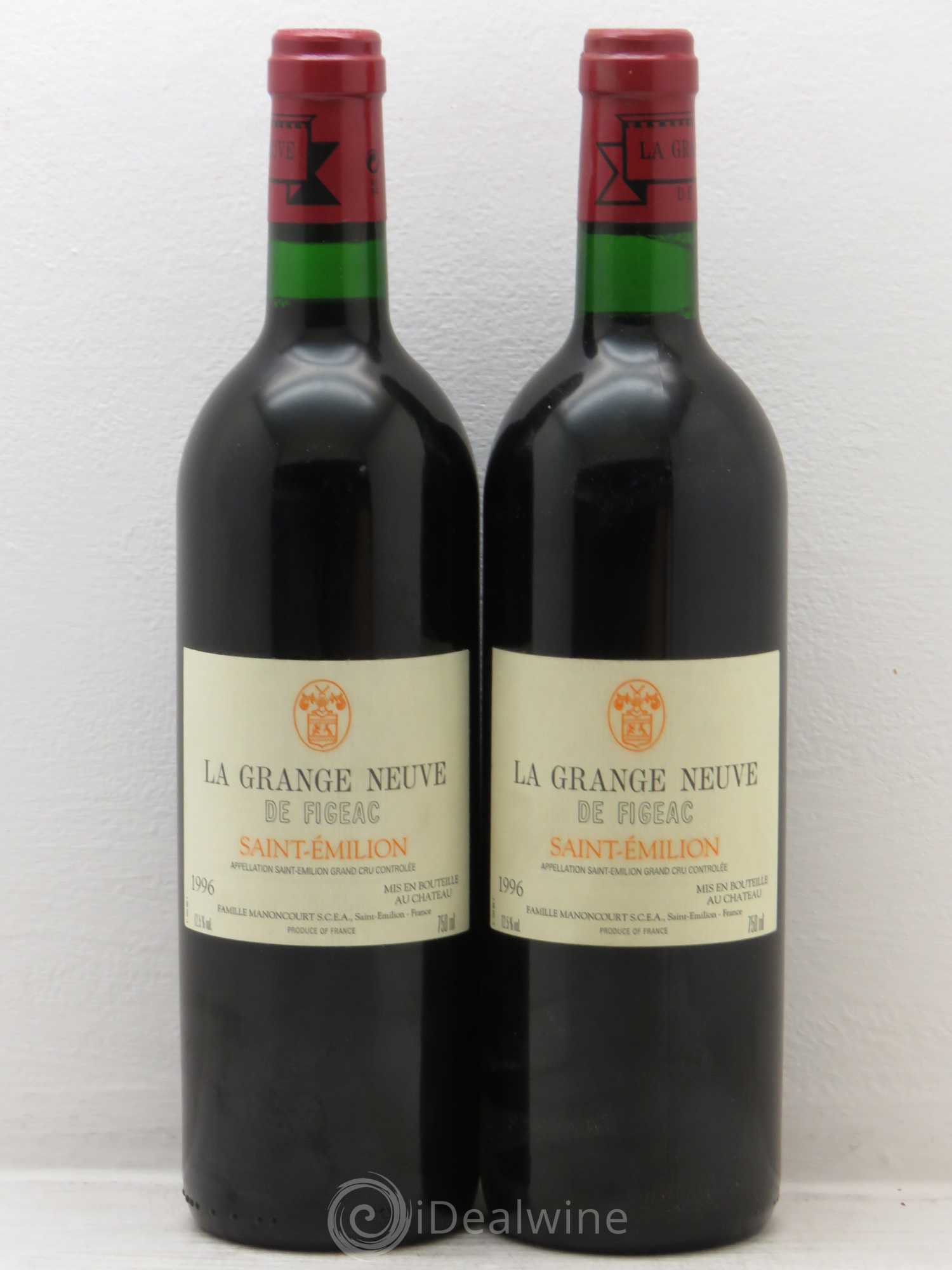 Château La Grange Neuve de Figeac 1996 - Lot de 2 bouteilles - 0