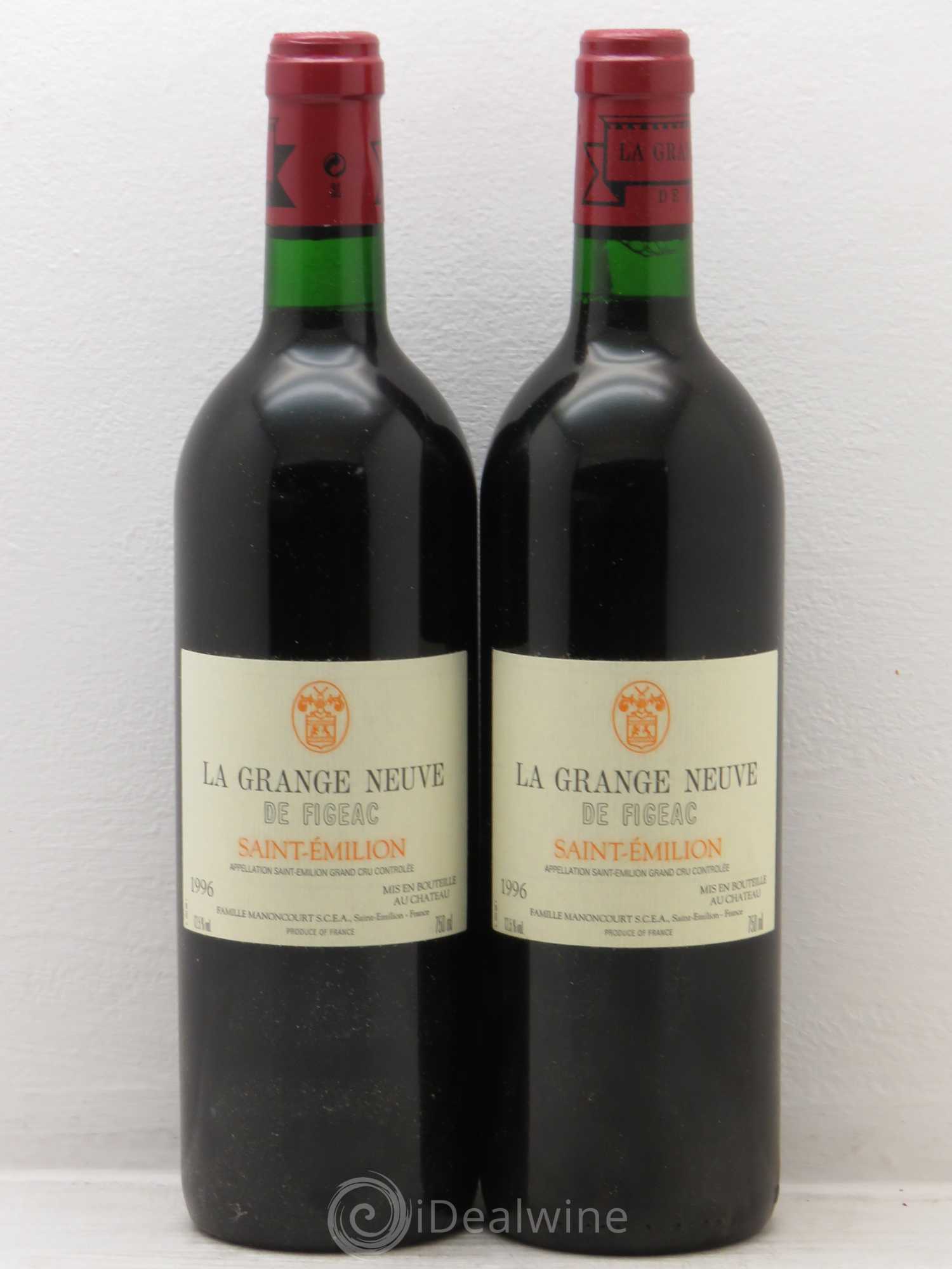 Château La Grange Neuve de Figeac 1996 - Lot de 2 bouteilles - 0