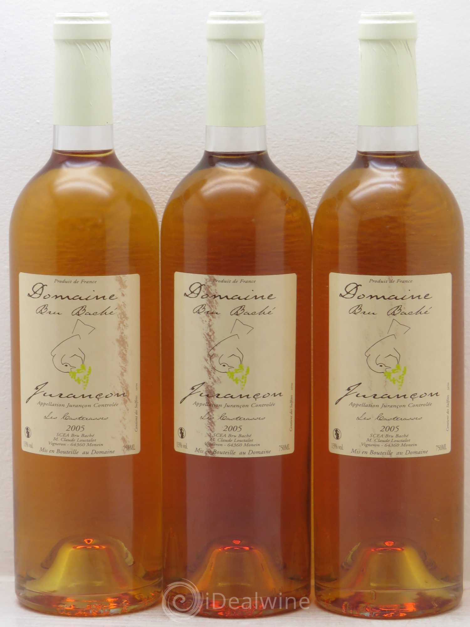 Jurançon Bru Bache Casterasses (Doux) (sans prix de réserve) 2005 - Posten von 3 Flaschen - 0